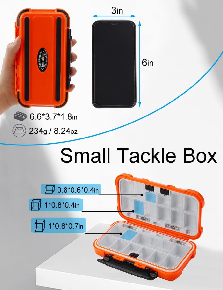 Hlotmeky Small Kayak Mini Tackle Box Waterproof Fishing Lure Box Terminal Storage Fishing Hook Organizer thumbnail 2