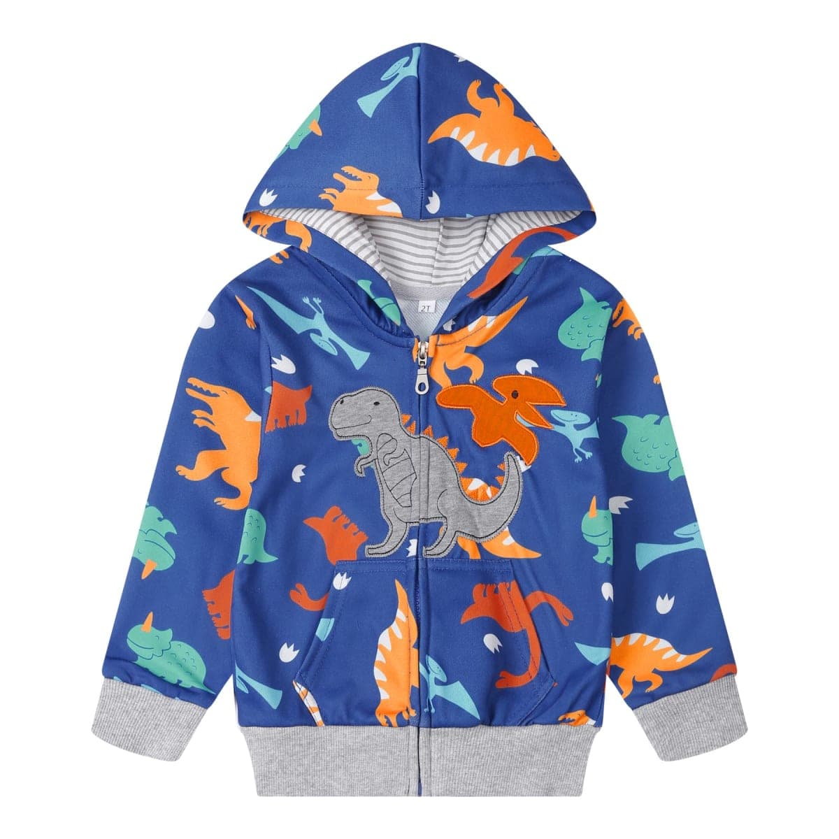 NUBEEHOHO Toddler Zip Up Hoodie Sweatshirt Fall Clothes Boys Jacket With Hood 2-7Years, Blue-dino, 4T