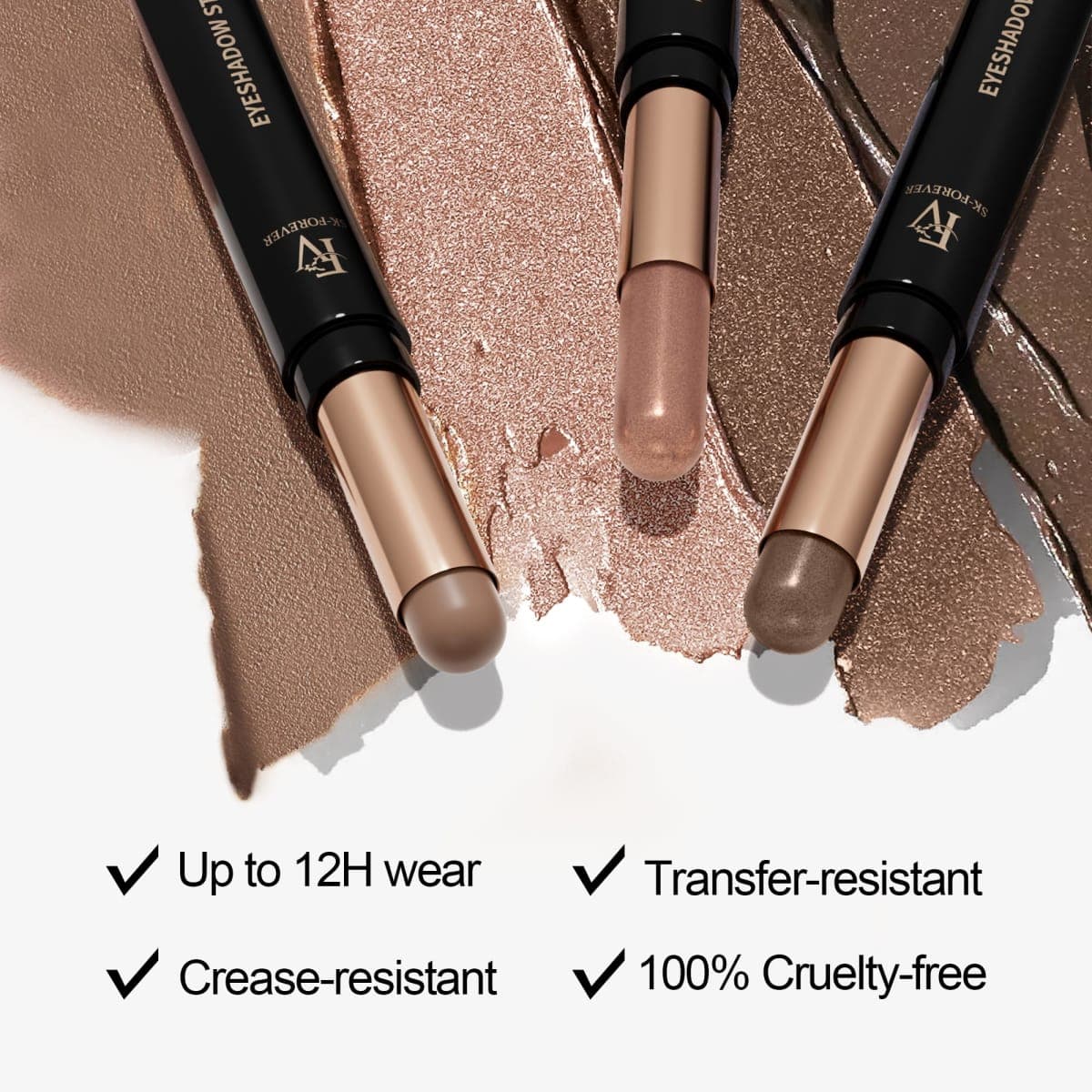 FV Waterproof Eyeshadow Stick Duo,Long-Lasting Cream Eye Shadow Makeup Sets, High Pigmented Eyeshadow Pencil with Shimmer Finish, Natural Look (Golden & Champagne) thumbnail 5