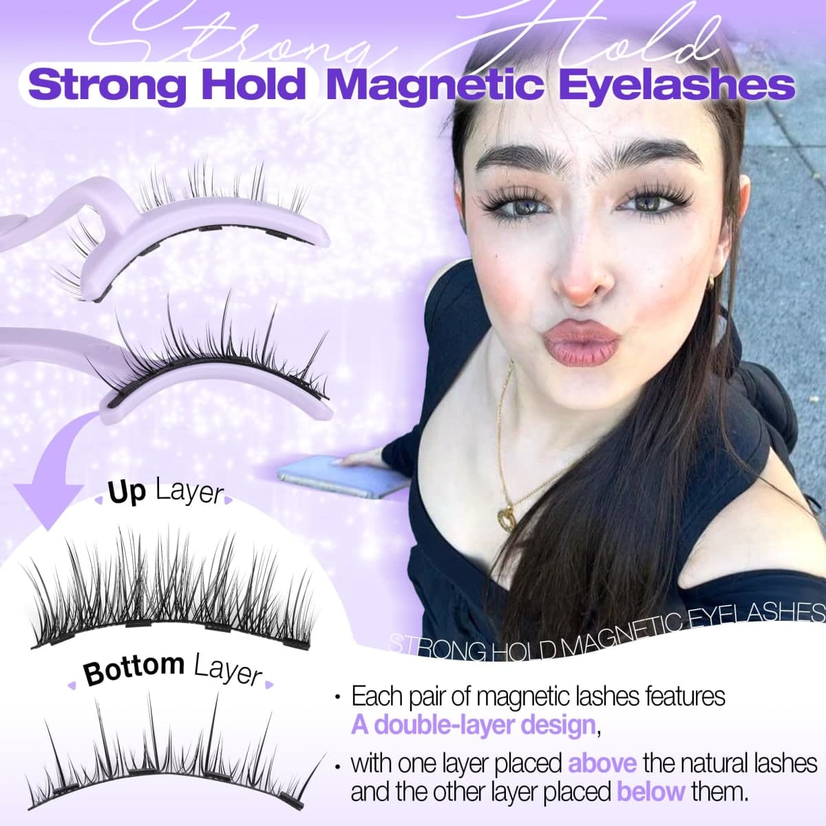 Magnetic Eyelashes with Applicator Natural Look Magnetic Lashes with Applicator Wispy False Lashes with Magnets No Need Glue Reusable Lashes by Lanflower thumbnail 4