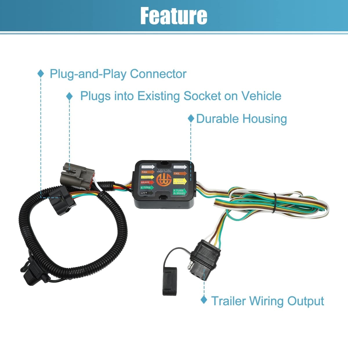 X AUTOHAUX 1 Set 118269 Vehicle Side 4-Pin 4 Way Trailer Wiring Harness Trailer Converter for Kia Sorento 2011-2020 thumbnail 3