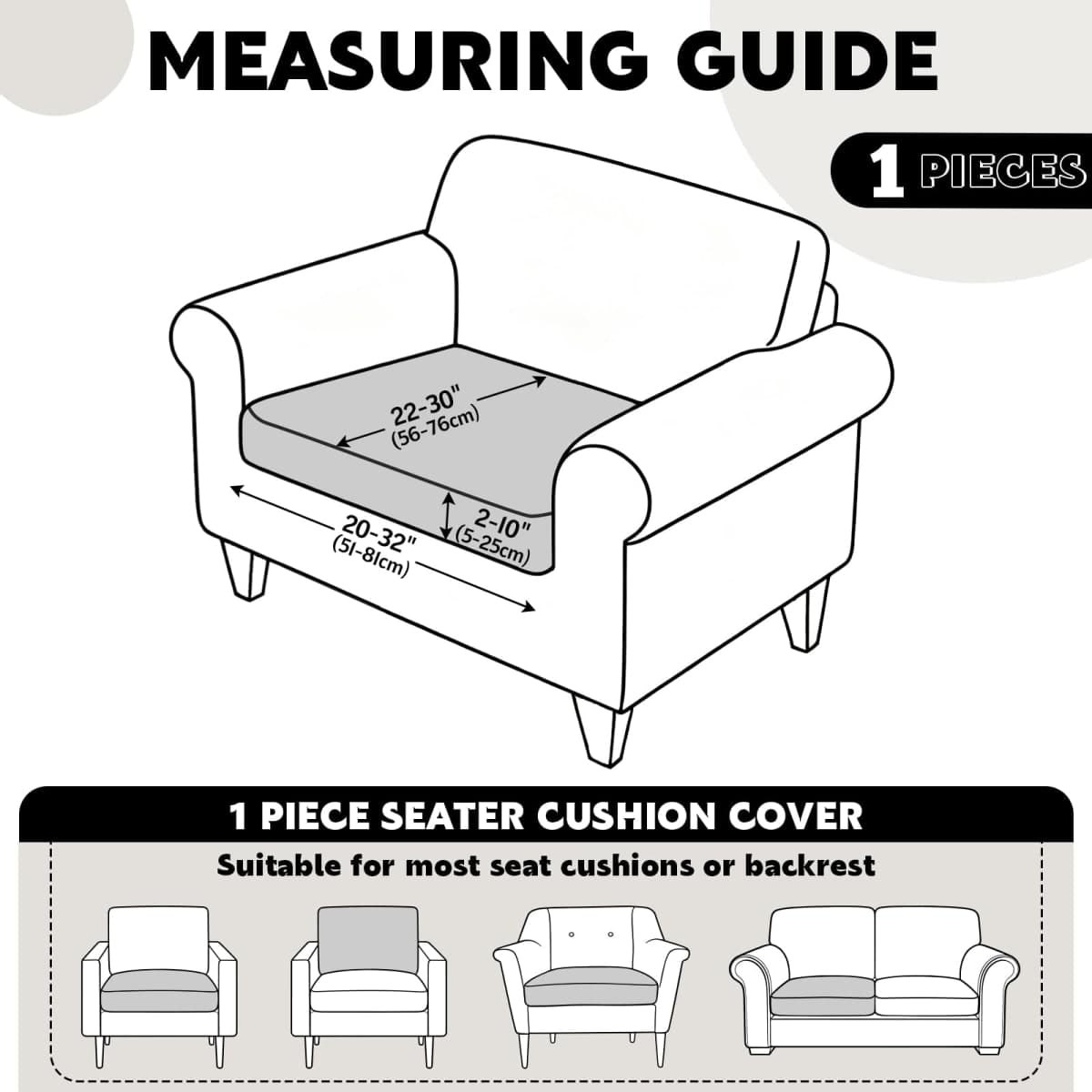 VANSOFY Couch Cushion Covers for Sectional Sofa, Stretch Jacquard Couch Seat Cushion Covers, Individual Washable Furniture Protector Sofa Slipcovers for Pet (1Pc Seater or Back Cover, Khaki) thumbnail 3