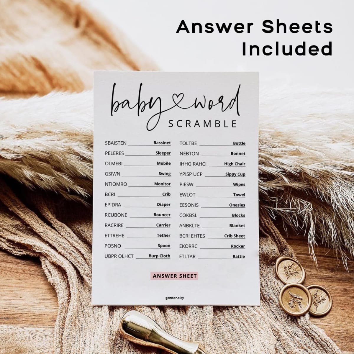 Baby Shower Games - Pink Baby Trivia and Word Scramble Game, 50 Double-Sided Cards thumbnail 5