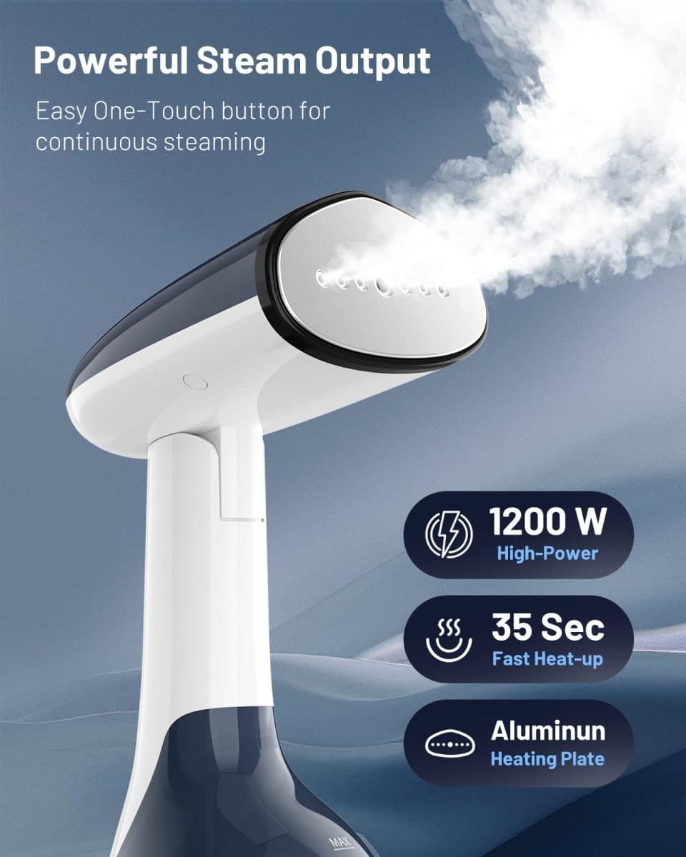 BEAUTURAL Steamer for Clothes, Portable Handheld Garment Fabric Wrinkles Remover, Aluminum Heating Plate, 35-Second Fast Heat-up, Large Detachable Water Tank (Only for 120V) thumbnail 2