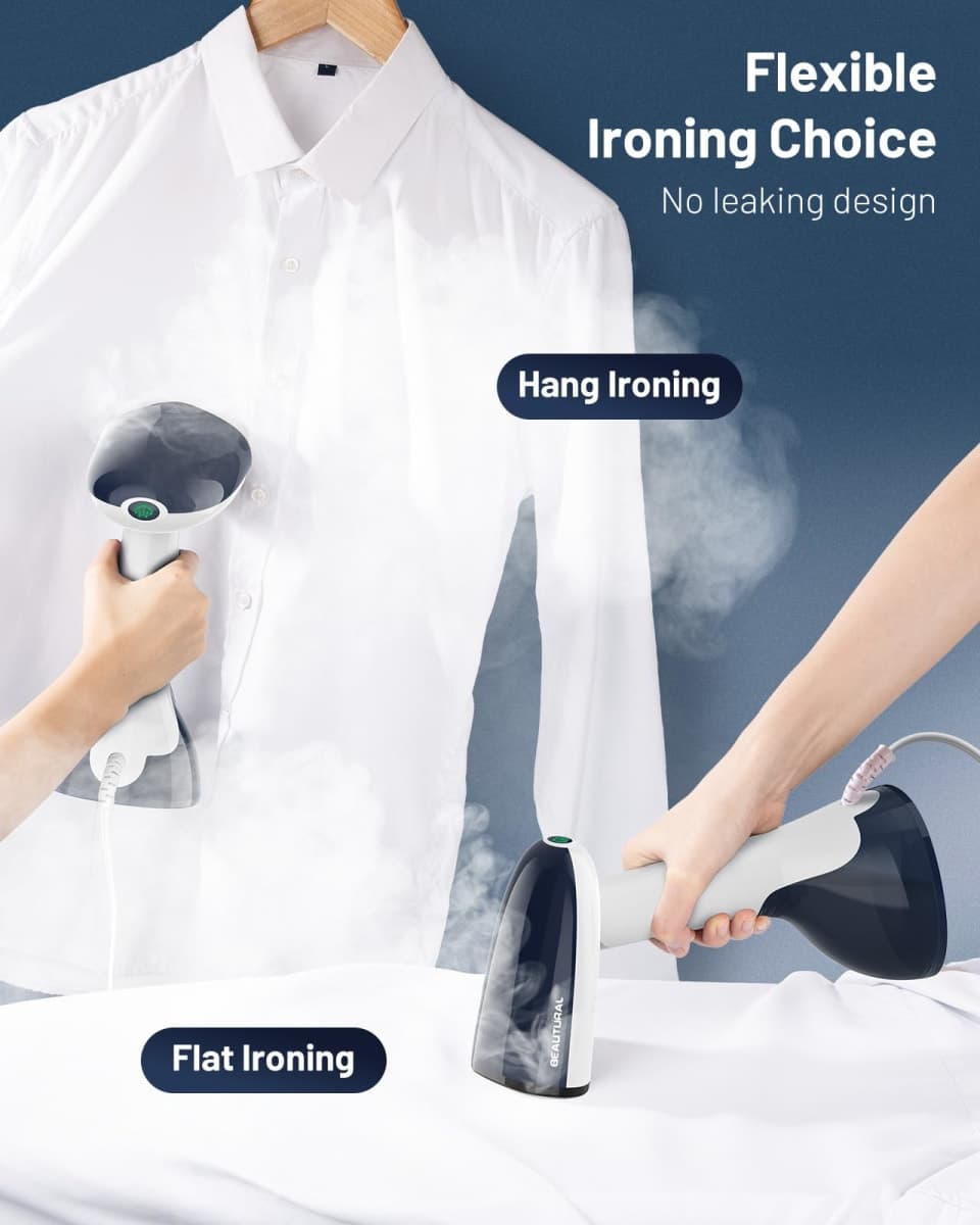 BEAUTURAL Steamer for Clothes, Portable Handheld Garment Fabric Wrinkles Remover, Aluminum Heating Plate, 35-Second Fast Heat-up, Large Detachable Water Tank (Only for 120V) thumbnail 3