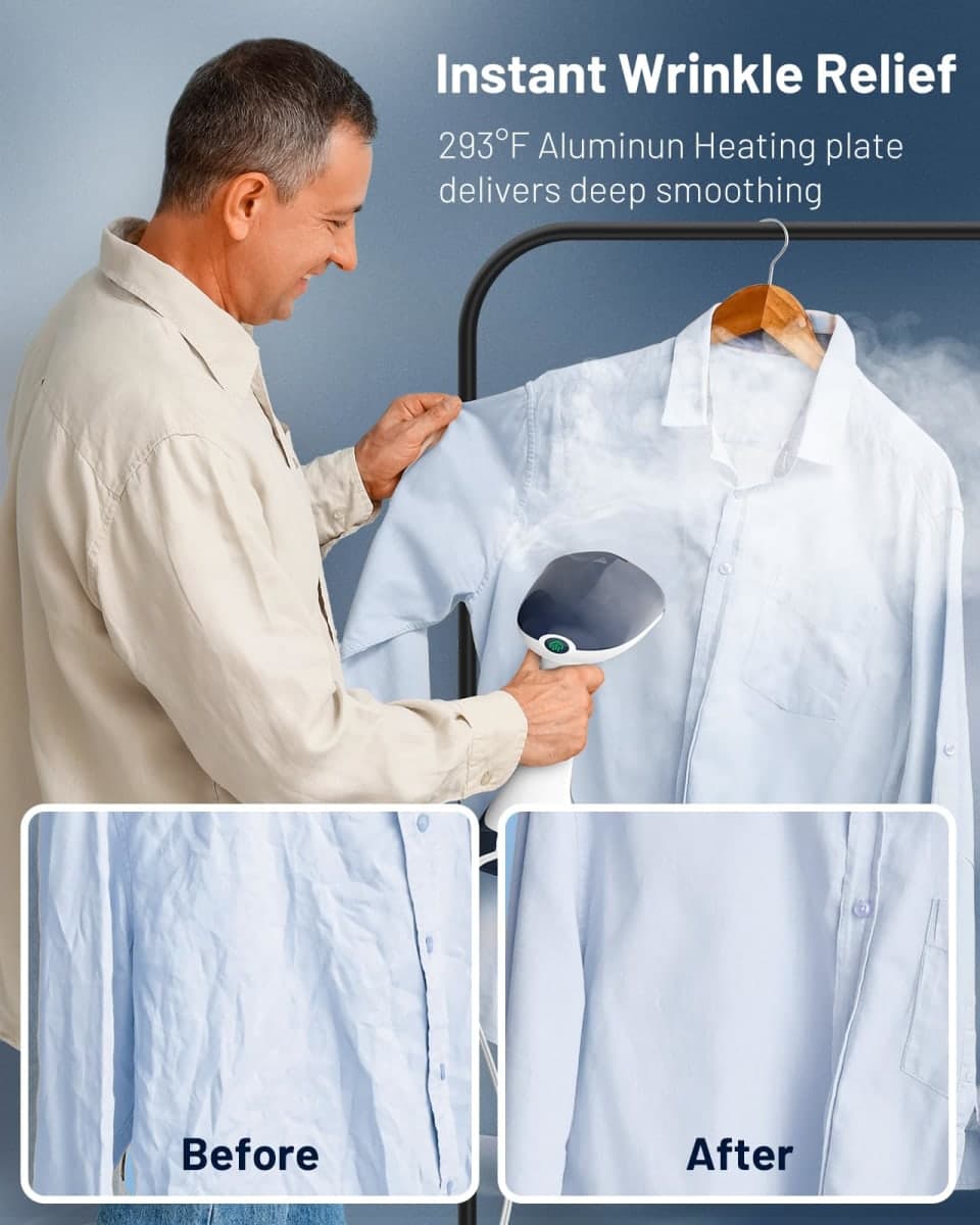 BEAUTURAL Steamer for Clothes, Portable Handheld Garment Fabric Wrinkles Remover, Aluminum Heating Plate, 35-Second Fast Heat-up, Large Detachable Water Tank (Only for 120V) thumbnail 4