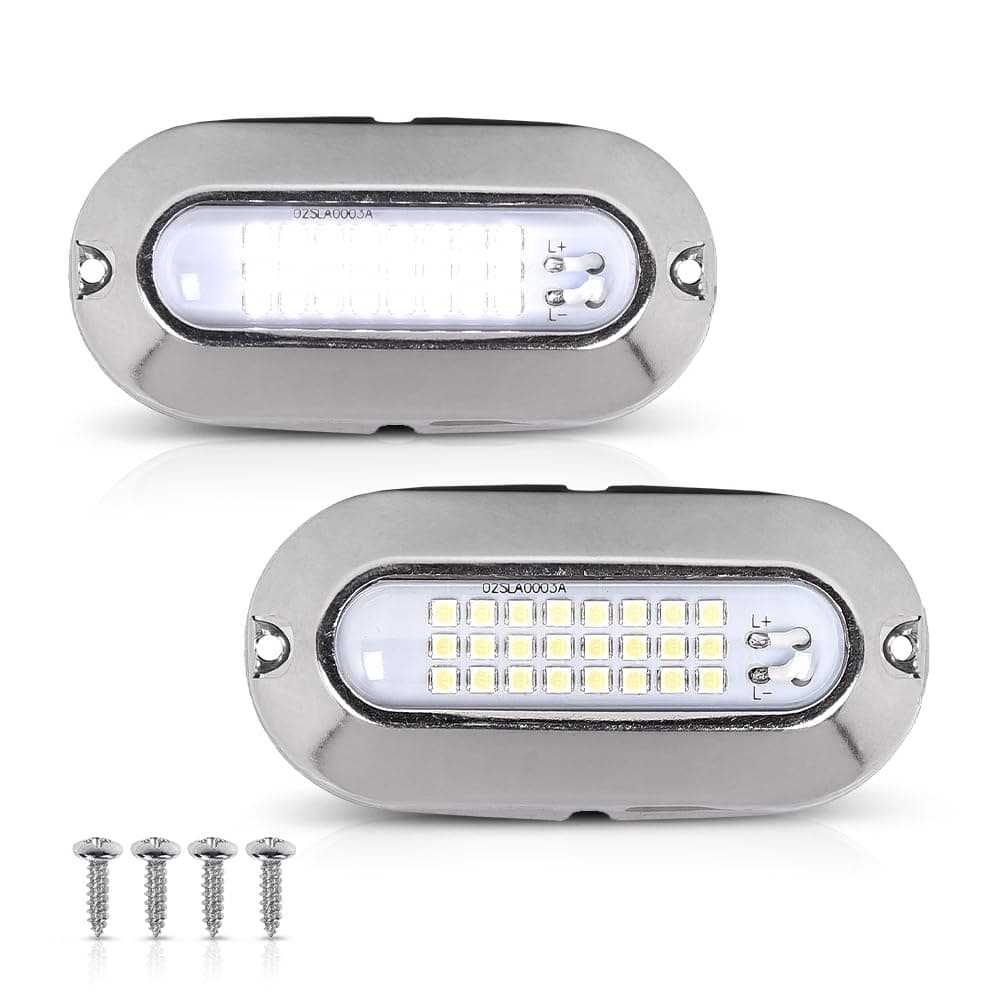 ALLGOOD LED Pontoon Boat Docking Light Bright White Housing Marine Boat White Lighting Waterproof Interior Lights 12V 2 Pcs — image 1