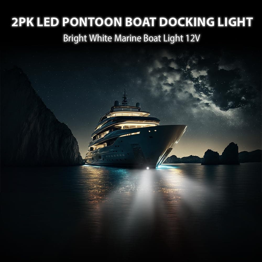 ALLGOOD LED Pontoon Boat Docking Light Bright White Housing Marine Boat White Lighting Waterproof Interior Lights 12V 2 Pcs thumbnail 2