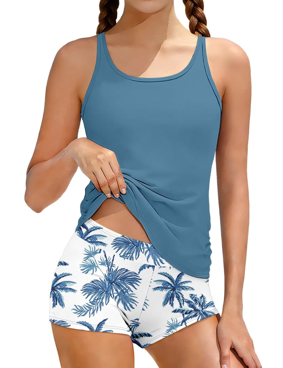 Tomolant Two Piece Girls Tankini Set, Dark Blue-1, 15-16 Years — image 1