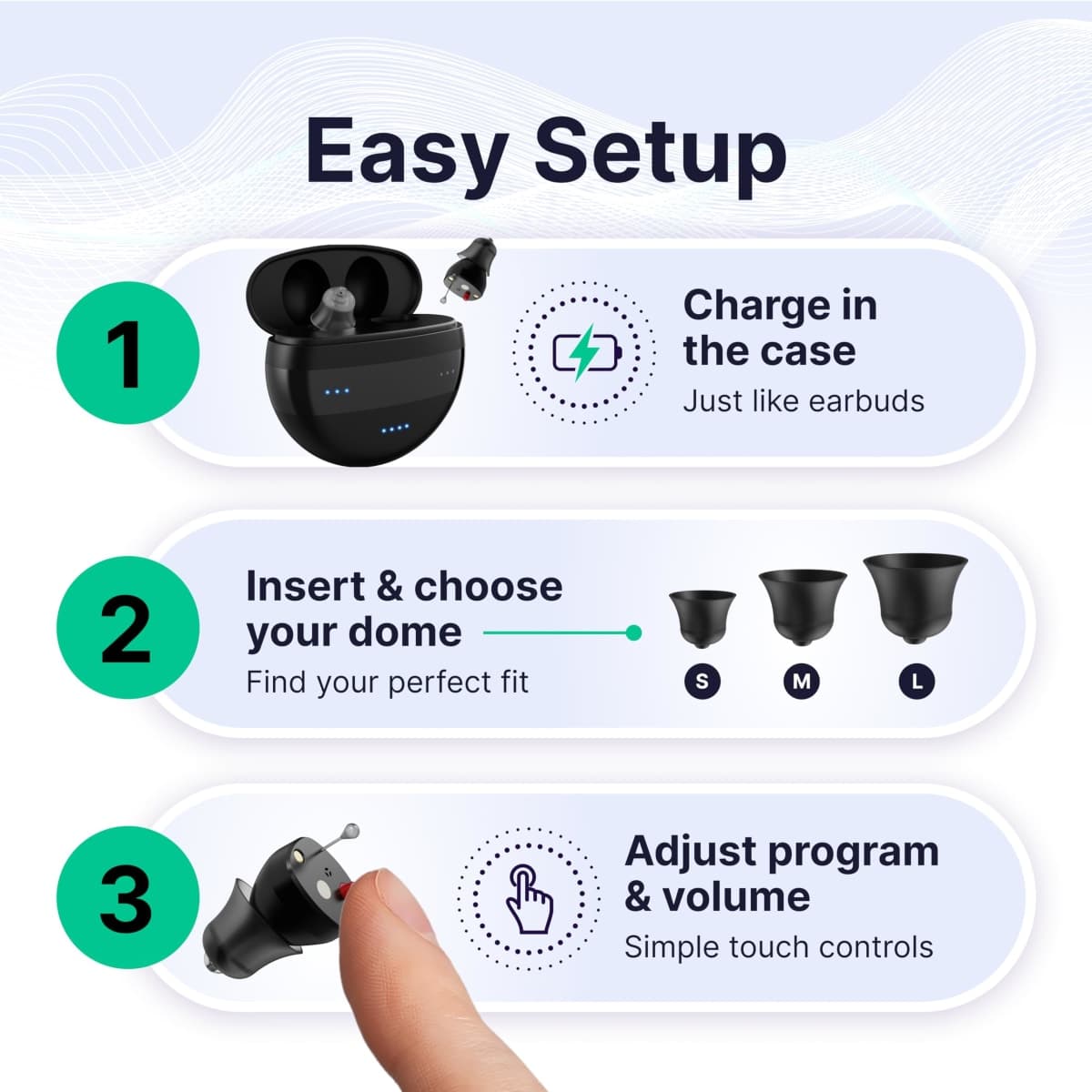 Soundbright Mini Over the Counter (OTC) Rechargeable Hearing Aids for Adults, Seniors, Men, and Women, Small in-Ear Hearing Aid - 48-Hour Battery, Noise Reduction, FDA Registered thumbnail 3