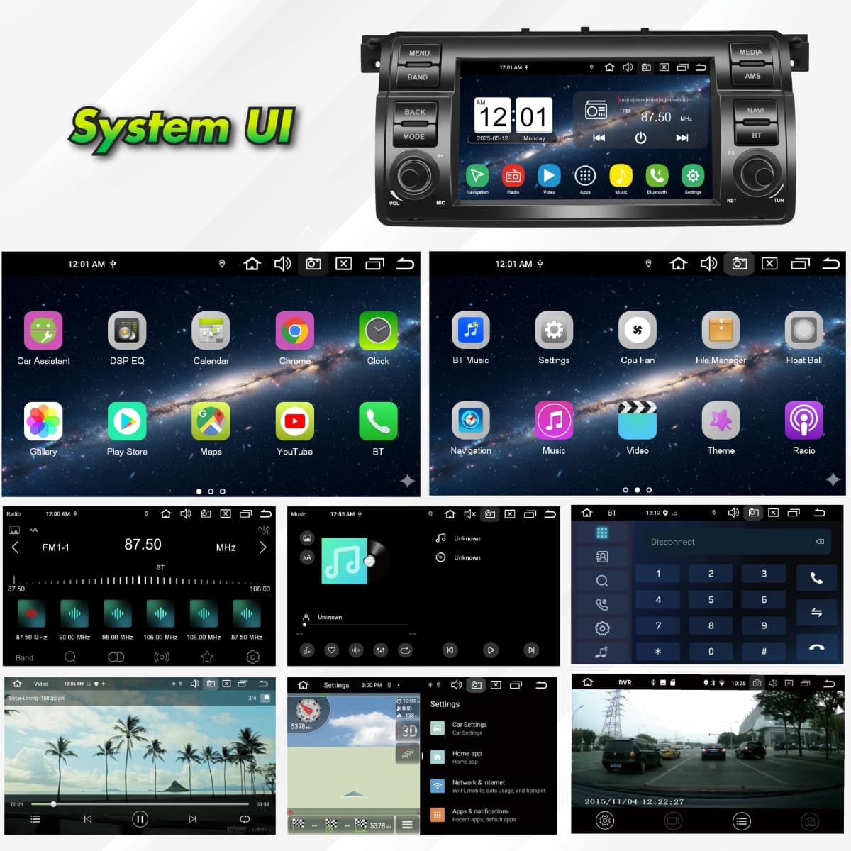 Egosonic Android 14 Car Radio 7inch for BMW E46 3 Series 1999-2004, Octa Cores (4+64GB), Wireless Carplay Android Auto, DSP+, Support 4G WiFi BT 5.0 SIM Card Slot thumbnail 5