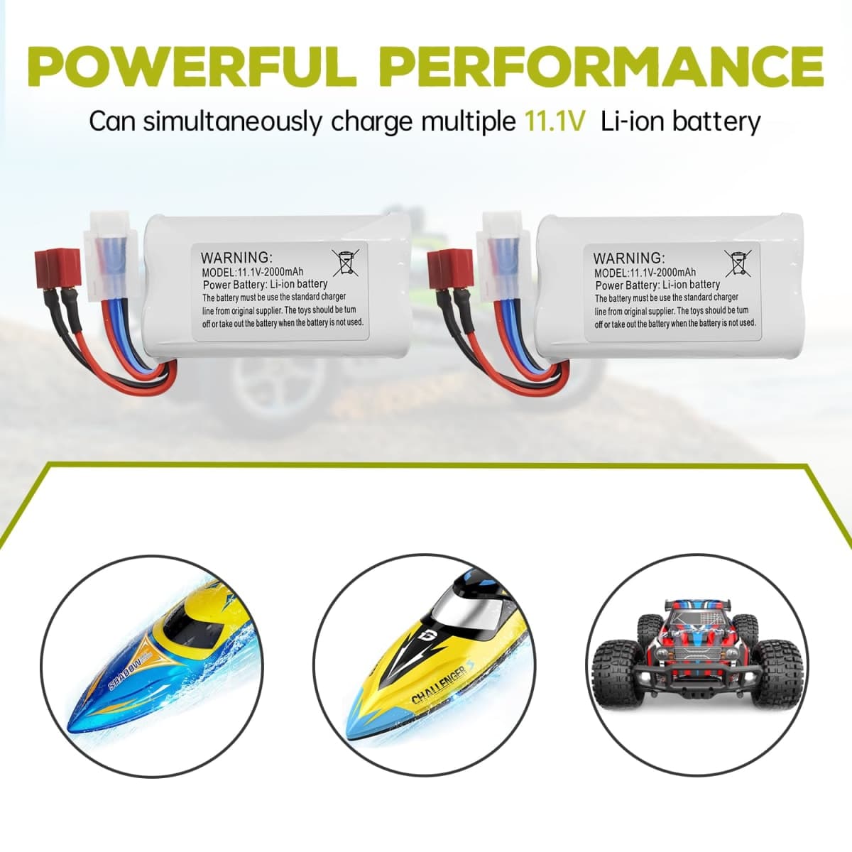 sea jump 2PCS 11.1V 2000mAh T Plug Li Battery Designed for R608 2104 210E 200E Brushless High Speed Water Cooling RC Speedboat Electric RC Boat Model Tumbler Boat Battery thumbnail 2