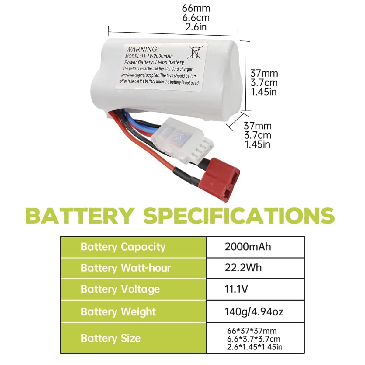 sea jump 2PCS 11.1V 2000mAh T Plug Li Battery Designed for R608 2104 210E 200E Brushless High Speed Water Cooling RC Speedboat Electric RC Boat Model Tumbler Boat Battery thumbnail 3
