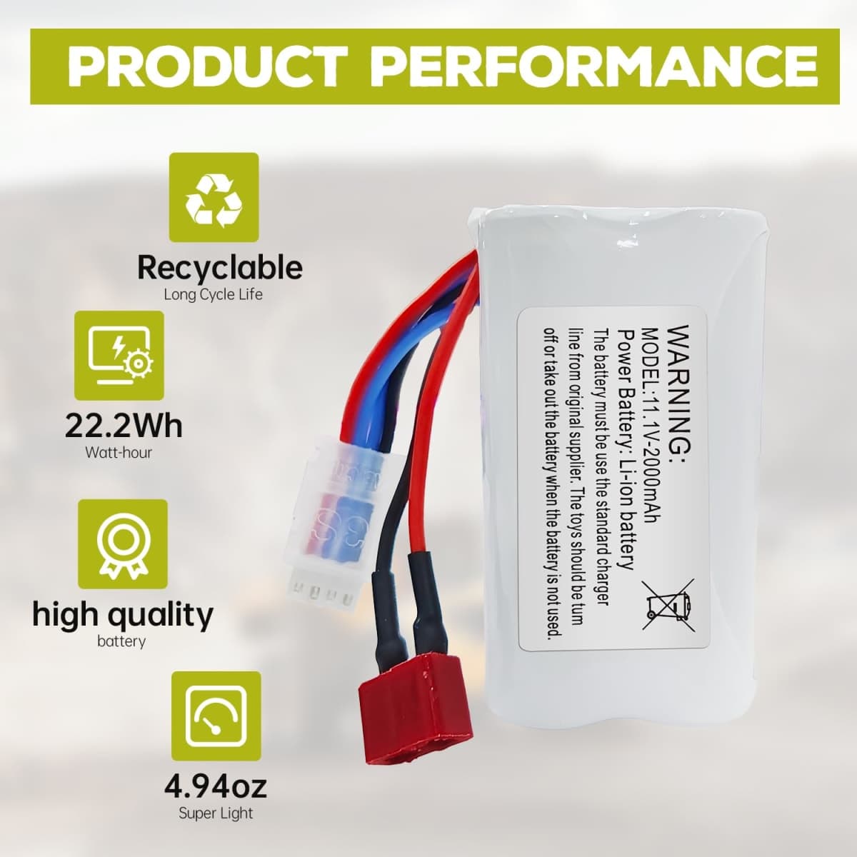 sea jump 2PCS 11.1V 2000mAh T Plug Li Battery Designed for R608 2104 210E 200E Brushless High Speed Water Cooling RC Speedboat Electric RC Boat Model Tumbler Boat Battery thumbnail 4