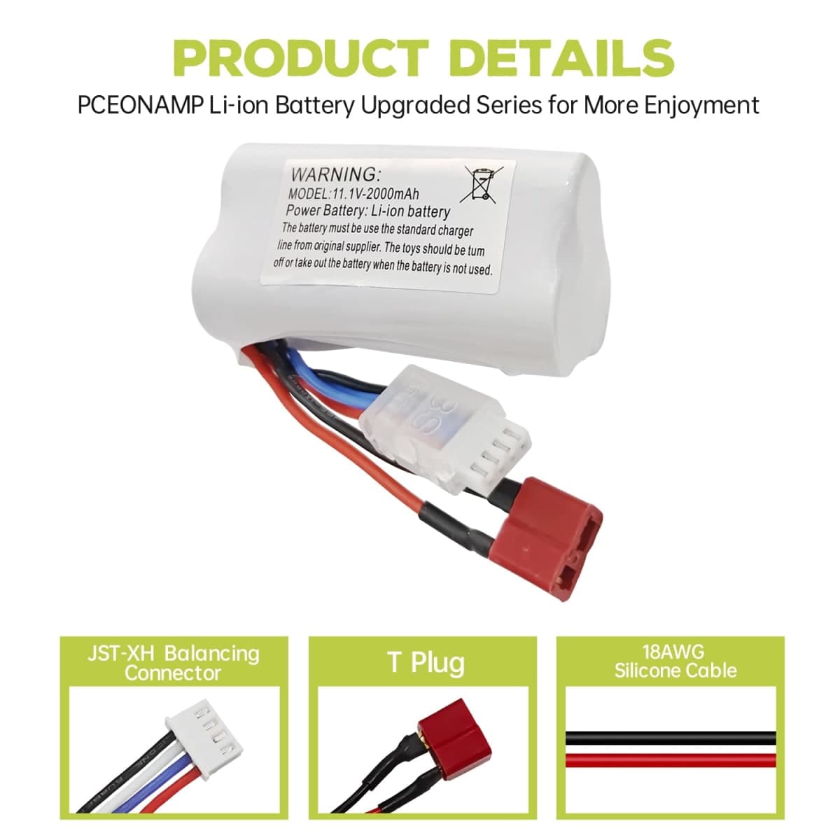 sea jump 2PCS 11.1V 2000mAh T Plug Li Battery Designed for R608 2104 210E 200E Brushless High Speed Water Cooling RC Speedboat Electric RC Boat Model Tumbler Boat Battery thumbnail 5