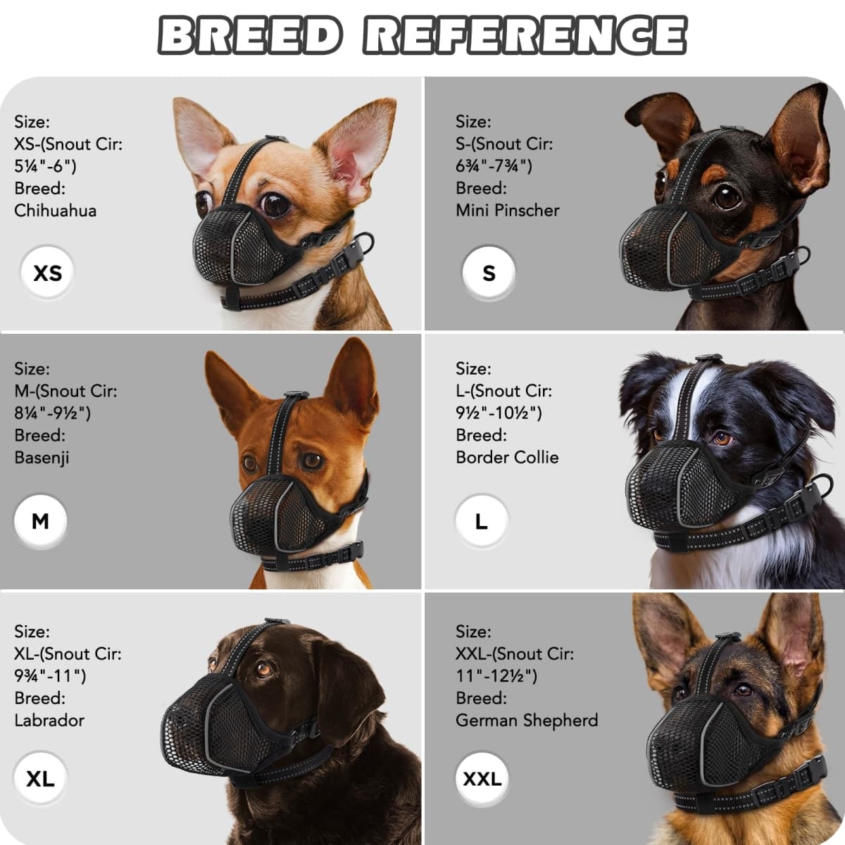 BONTHEE Dog Muzzle,Mesh Soft Muzzle for Small Medium Large Sized Dogs, Breathable Reflective Adjustable Puppy Muzzles with Collar for Scavenging Grooming Biting Chewing,Allows Panting and Drinking thumbnail 4