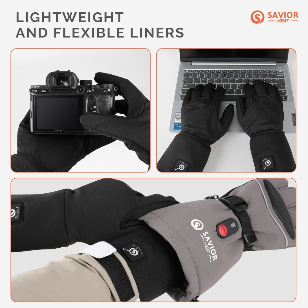 Heated Glove Liners for Men Women, Rechargeable Battery Electric Heated Gloves, Winter Warm Glove Liners for Arthritis Raynaud, Thin Gloves Riding Ski Snowboarding Hiking Cycling Hand Warmers thumbnail 5