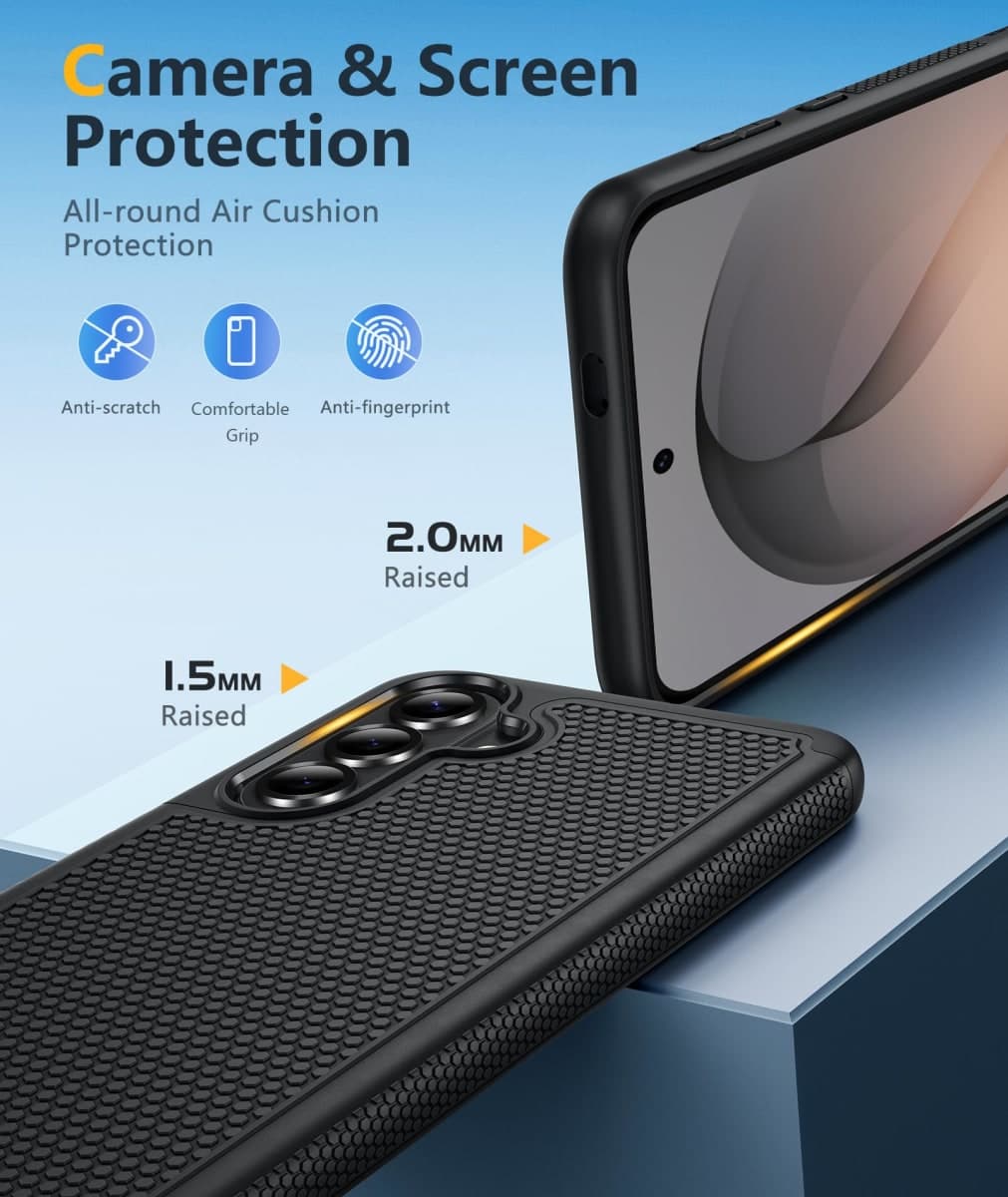 FNTCASE for Samsung Galaxy S26 Case: Military Grade Drop Protection, 14ft Drop Tested, Screen Protector Included, Anti-Slip Anti-Fingerprint TPU+PC Dual Layer Shockproof Phone Case Cover (Black) thumbnail 5