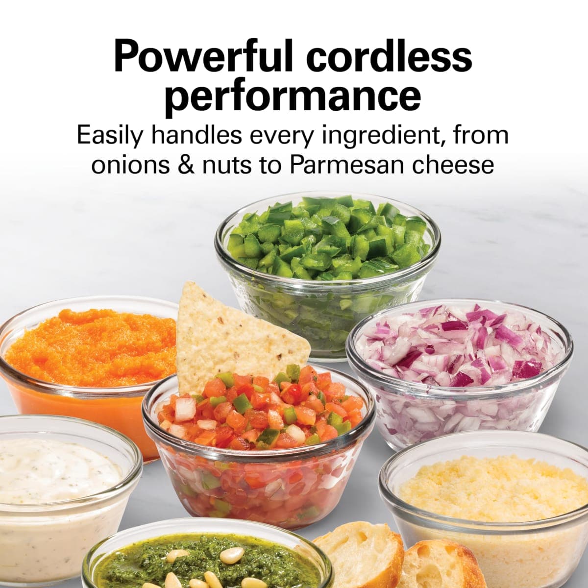 Hamilton Beach Cordless Food Chopper & Mini Food Processor, 4 Cup Capacity, Rechargeable Lithium Ion Battery, Fast Recharging, Chop, Puree, Emulsify & Grind, Black, 72880 thumbnail 3