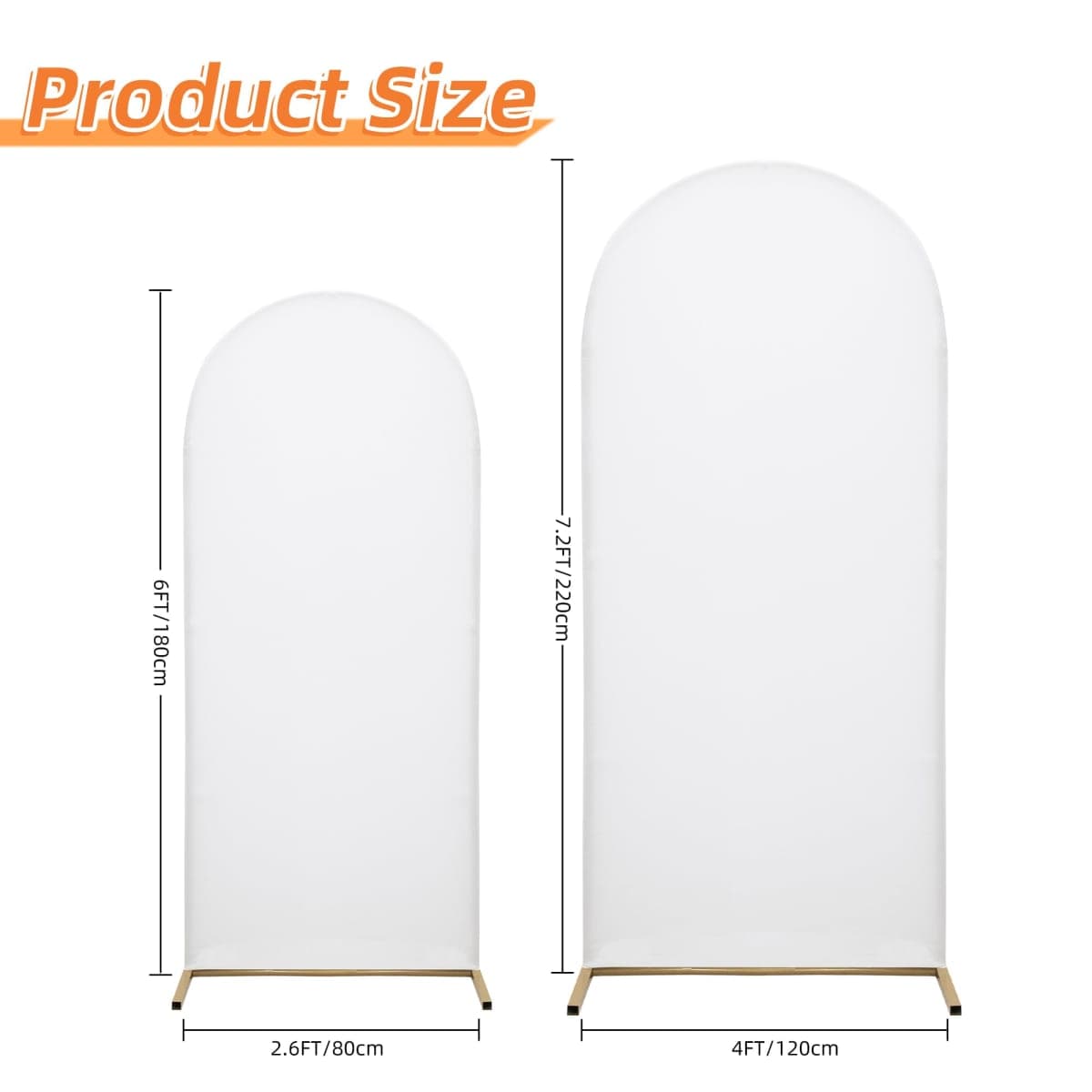 7.2FT Wedding Arch Covers Arch Backdrop Cover Arch Stand Covers Set Arch Cover Spandex Fabric Stretchy Backdrop for Wedding Birthday Party Decoration Baby Shower (White, Cover Only) thumbnail 2