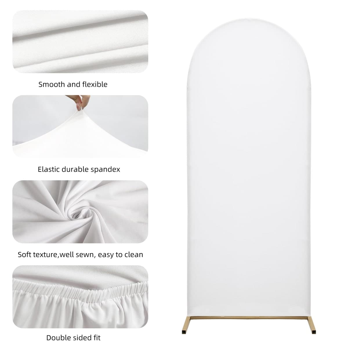 7.2FT Wedding Arch Covers Arch Backdrop Cover Arch Stand Covers Set Arch Cover Spandex Fabric Stretchy Backdrop for Wedding Birthday Party Decoration Baby Shower (White, Cover Only) thumbnail 5