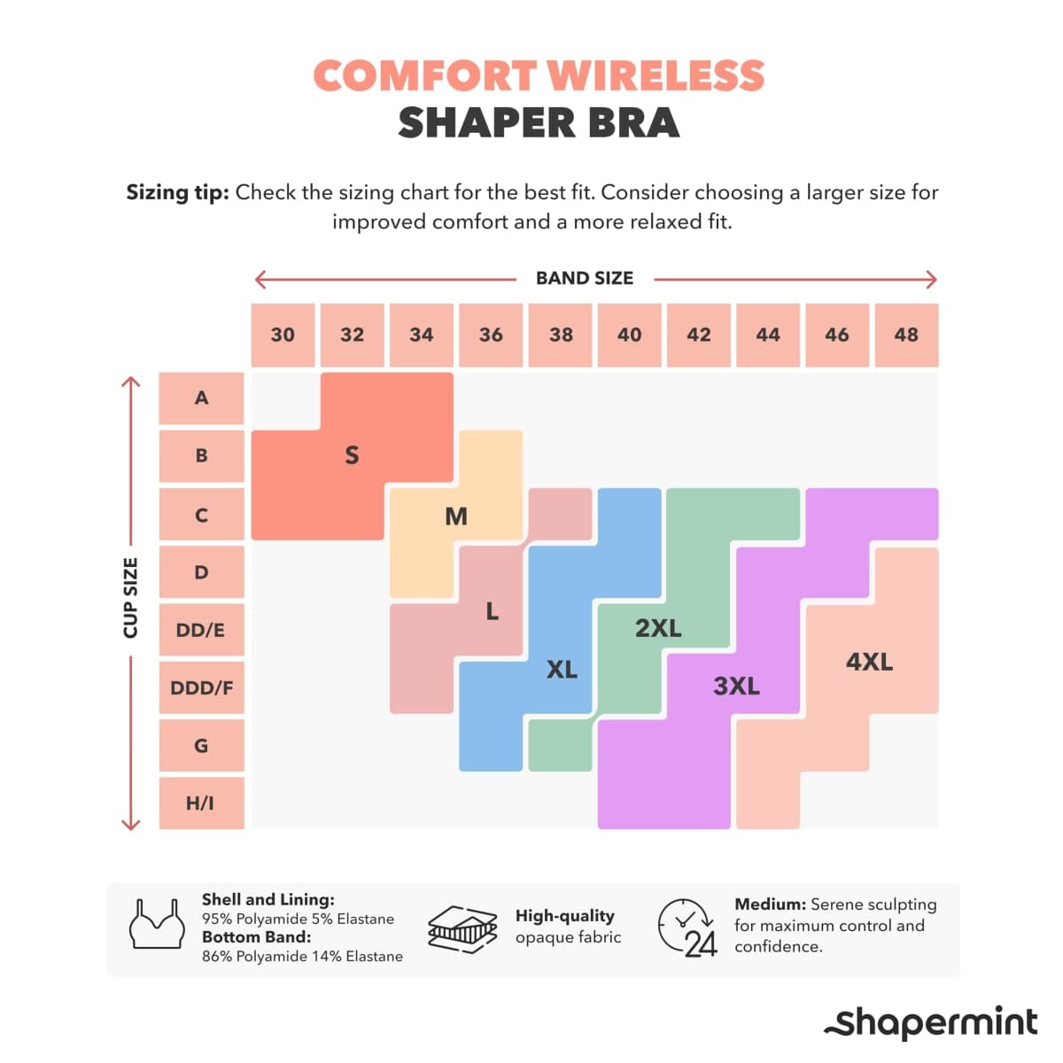 SHAPERMINT Wireless Bras for Women - Seamless Bralette with Full Support & Adjustable Straps, Plus Size Comfort Bra, No Underwire Wirefree Womens Bra for Full Coverage Beige thumbnail 3