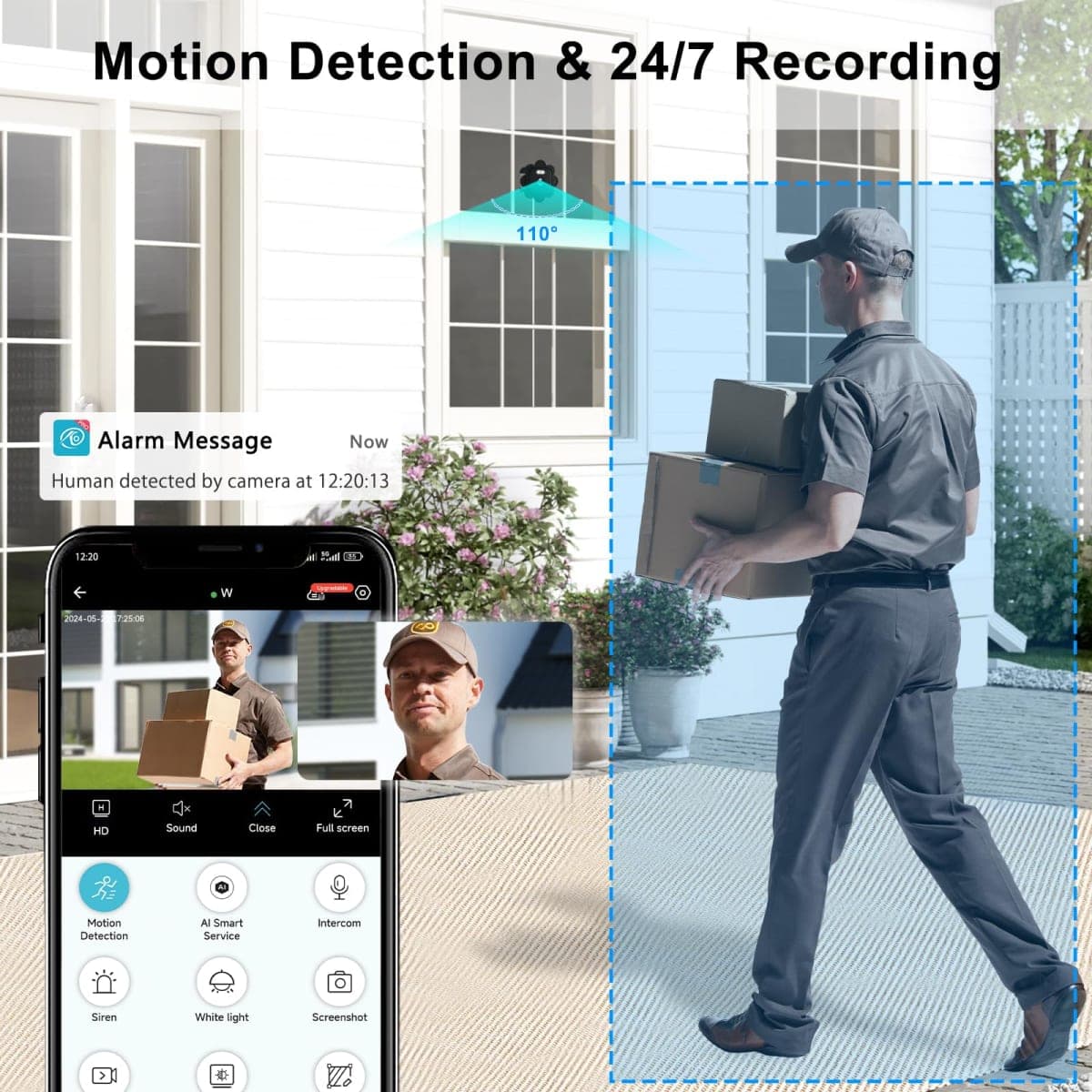 2.5K Window Camera,2.4GHz & 5GHz WiFi Indoor Cameras for Home Security with Full Color Night Vision,24/7 Recording,Motion Detection,Compatible with Alexa,2-Way Audio, Siren, Easy & Quick Installation thumbnail 2