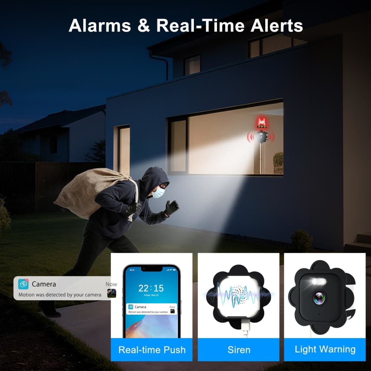 2.5K Window Camera,2.4GHz & 5GHz WiFi Indoor Cameras for Home Security with Full Color Night Vision,24/7 Recording,Motion Detection,Compatible with Alexa,2-Way Audio, Siren, Easy & Quick Installation thumbnail 3