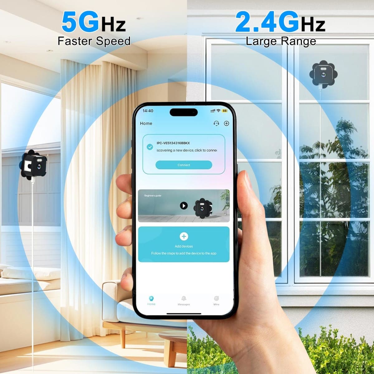 2.5K Window Camera,2.4GHz & 5GHz WiFi Indoor Cameras for Home Security with Full Color Night Vision,24/7 Recording,Motion Detection,Compatible with Alexa,2-Way Audio, Siren, Easy & Quick Installation thumbnail 4