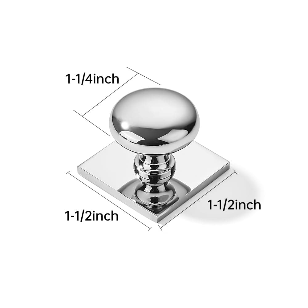 khtumeware - Set of 10 1-1/2 inch Polished Chrome Cabinet Knobs with Classic Backplate, for Drawers, Cabinets and Double Doors thumbnail 2