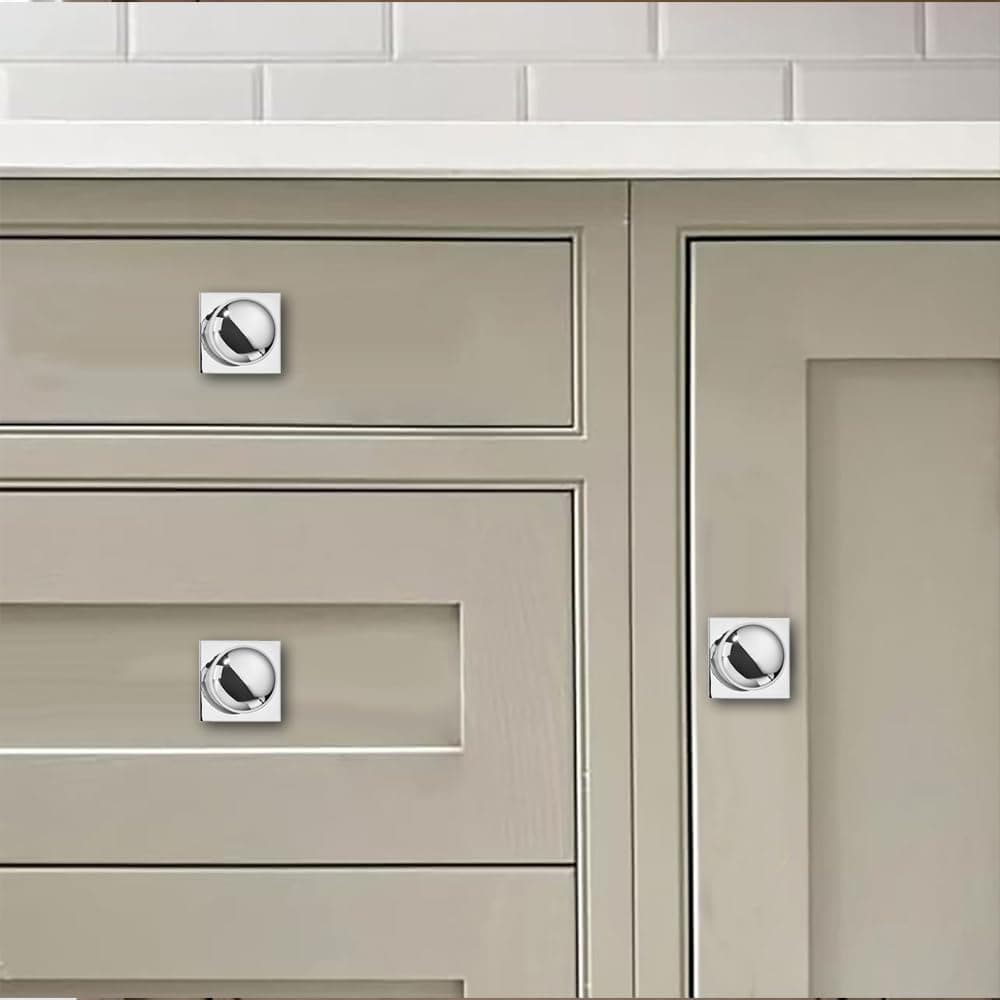khtumeware - Set of 10 1-1/2 inch Polished Chrome Cabinet Knobs with Classic Backplate, for Drawers, Cabinets and Double Doors thumbnail 5
