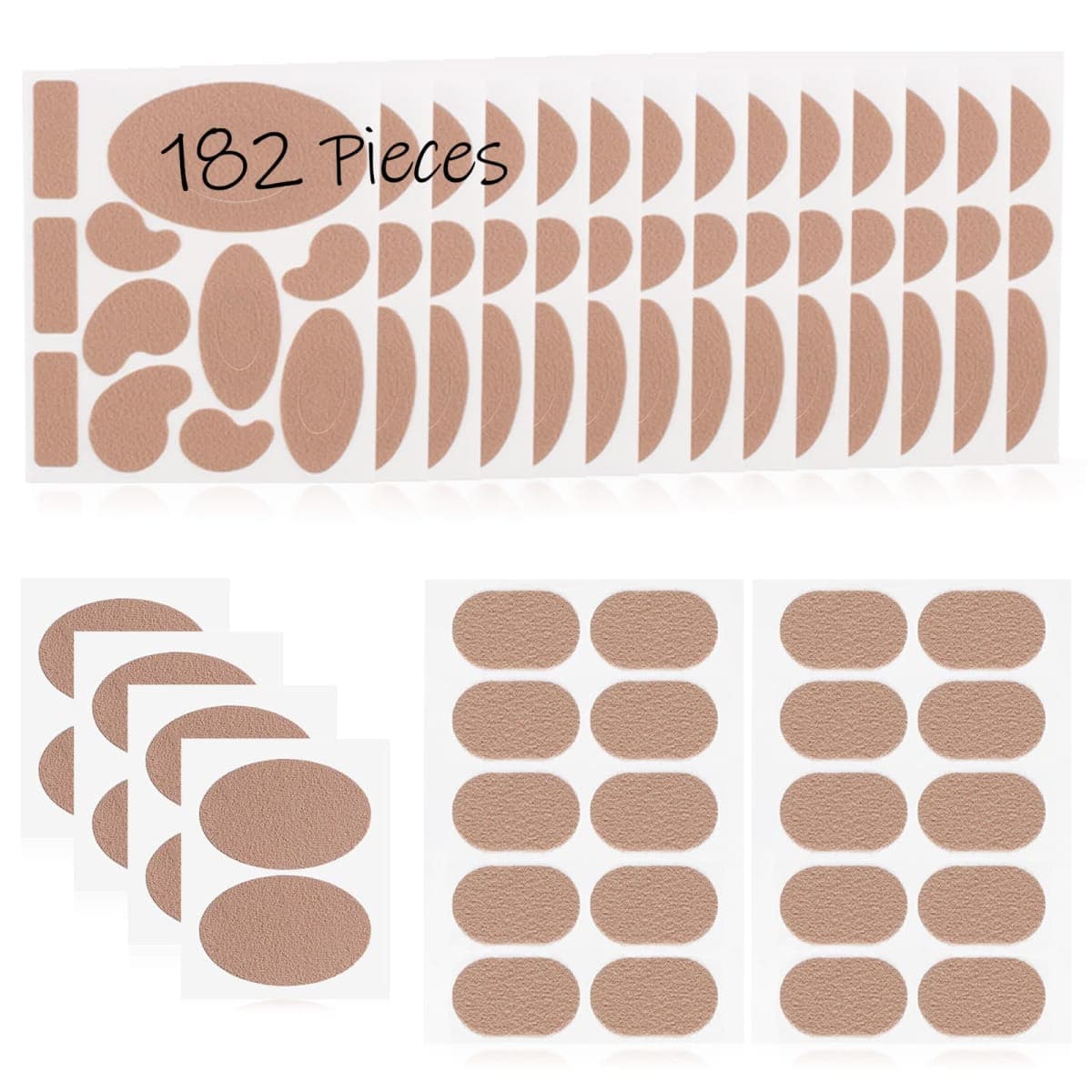 Moleskin for Feet, Moleskin Adhesive Pads, Mole Skin Patch for Blisters, Shoes, Toes, Heel | Blister Prevention Tape Pads Reduce Friction - 20 Sheets (182 Pieces Total) — image 1