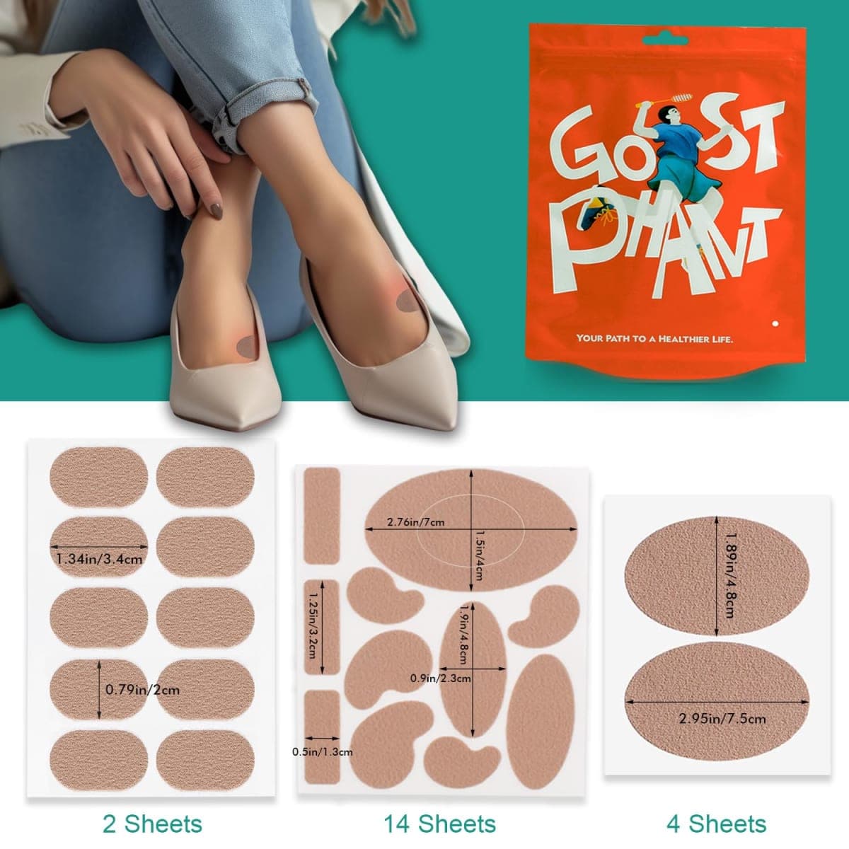 Moleskin for Feet, Moleskin Adhesive Pads, Mole Skin Patch for Blisters, Shoes, Toes, Heel | Blister Prevention Tape Pads Reduce Friction - 20 Sheets (182 Pieces Total) thumbnail 5