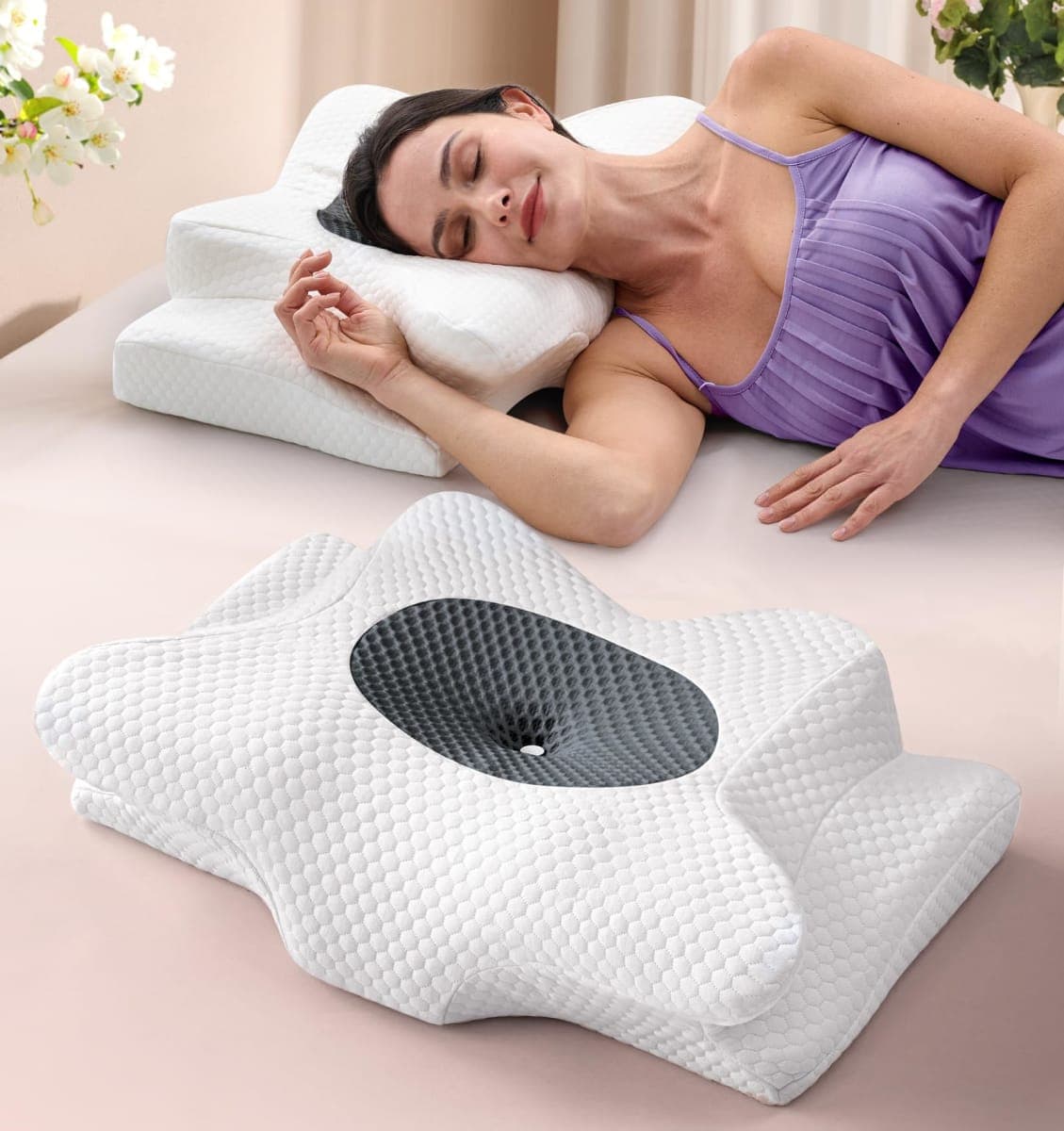 Dream Without Pain Cervical Neck Pillow for Sleeping, Ergonomic Side Sleeper Pillows for Adults, Cooling Orthopedic Pillow for Neck Relief Support, Memory Foam Pillows Back Stomach Sleepers — image 1