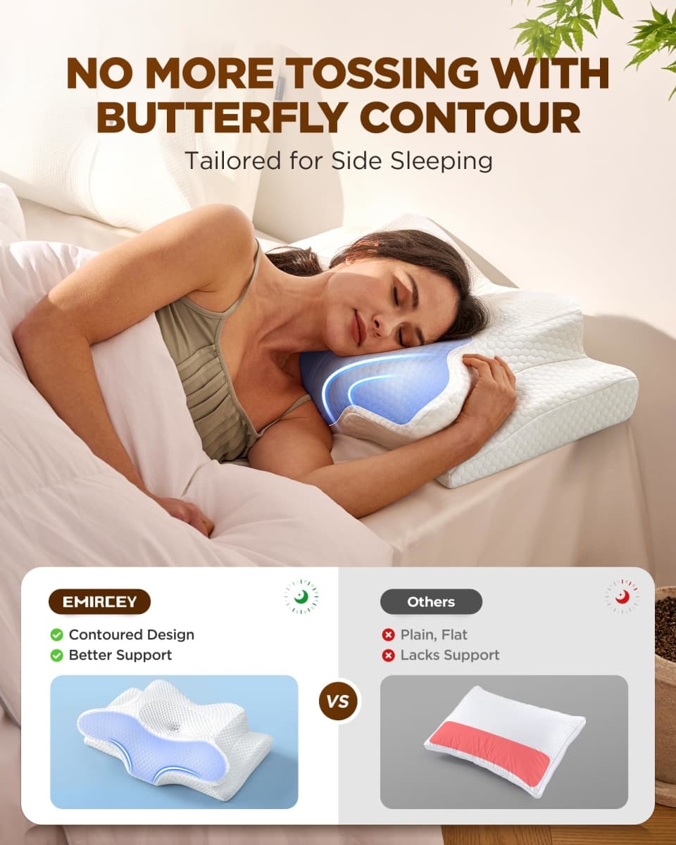 Dream Without Pain Cervical Neck Pillow for Sleeping, Ergonomic Side Sleeper Pillows for Adults, Cooling Orthopedic Pillow for Neck Relief Support, Memory Foam Pillows Back Stomach Sleepers thumbnail 3