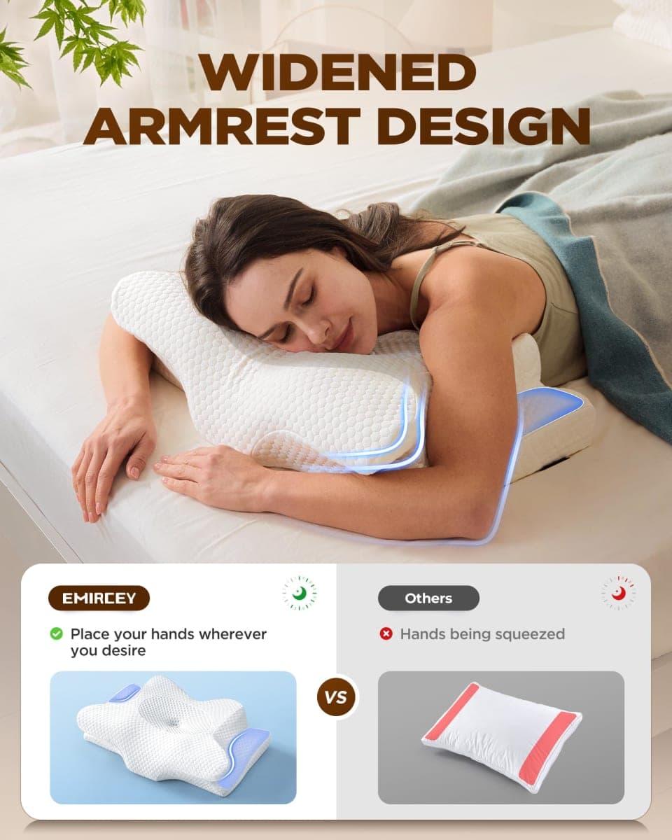 Dream Without Pain Cervical Neck Pillow for Sleeping, Ergonomic Side Sleeper Pillows for Adults, Cooling Orthopedic Pillow for Neck Relief Support, Memory Foam Pillows Back Stomach Sleepers thumbnail 4