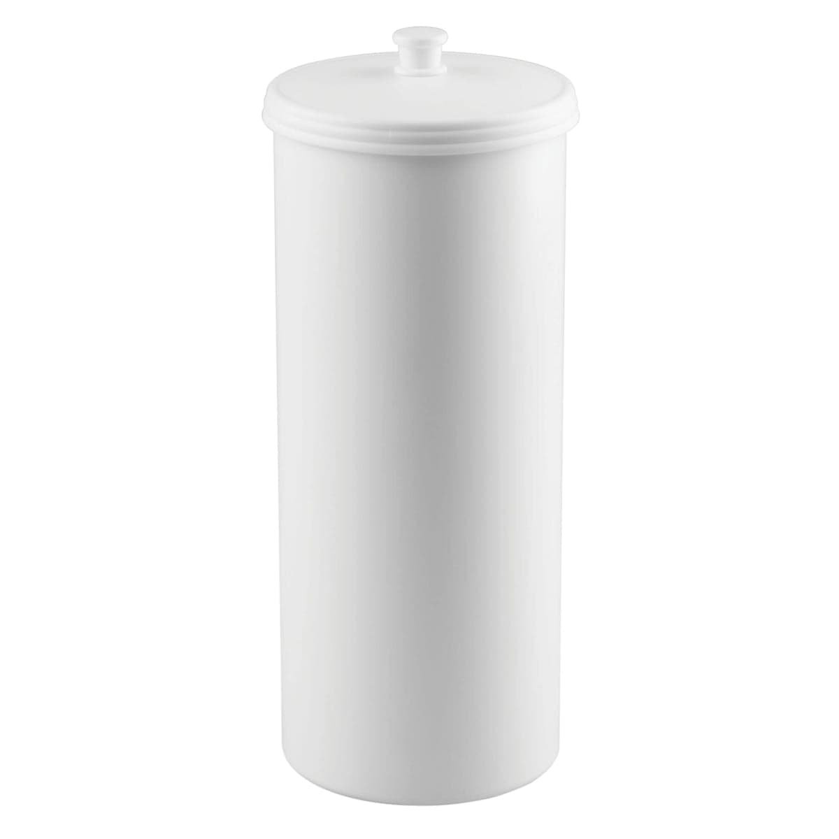 iDesign Kent Plastic Toilet Paper Tissue Roll Reserve Canister, Free-Standing Organizer for Master, Guest, Kid's, Office Bathroom or Closet, 6.25" x 6.25" x 15.5" - White — image 1