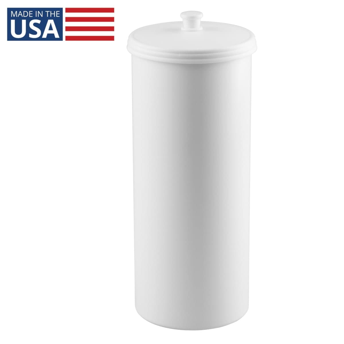 iDesign Kent Plastic Toilet Paper Tissue Roll Reserve Canister, Free-Standing Organizer for Master, Guest, Kid's, Office Bathroom or Closet, 6.25" x 6.25" x 15.5" - White thumbnail 2