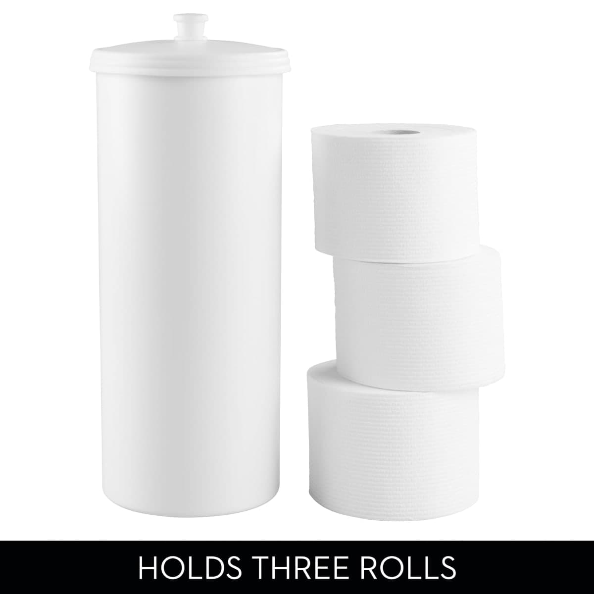 iDesign Kent Plastic Toilet Paper Tissue Roll Reserve Canister, Free-Standing Organizer for Master, Guest, Kid's, Office Bathroom or Closet, 6.25" x 6.25" x 15.5" - White thumbnail 5