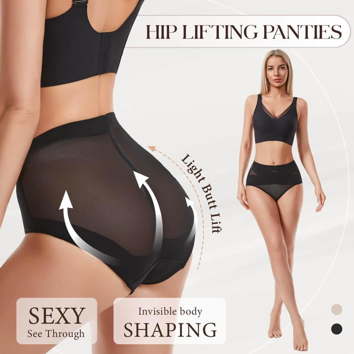 Yekartary Tummy Control Shapewear Seamless Butt Lifter Panties Low Rise Body Shaper Briefs Women Compression Girdle Underwear, Black, X-Large thumbnail 3