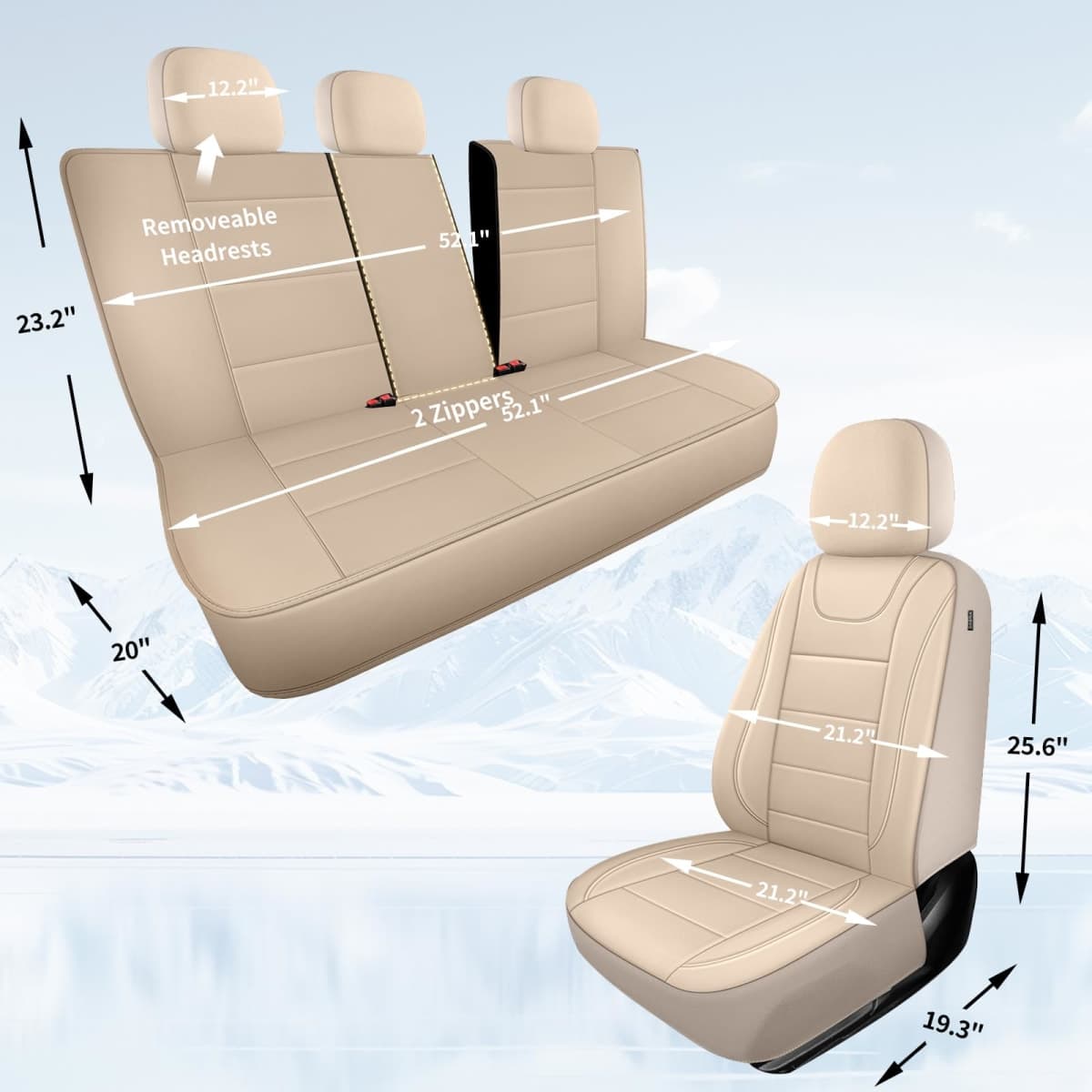 HChengkikz Car Seat Covers, Quilting Leather Seat Covers Full Set, Waterproof Faux Leather Automotive Seat Covers for Cars,Universal Car Seat Protectors Fit for Cars,Suvs,Trucks,Airbag Compatible (N4) thumbnail 4