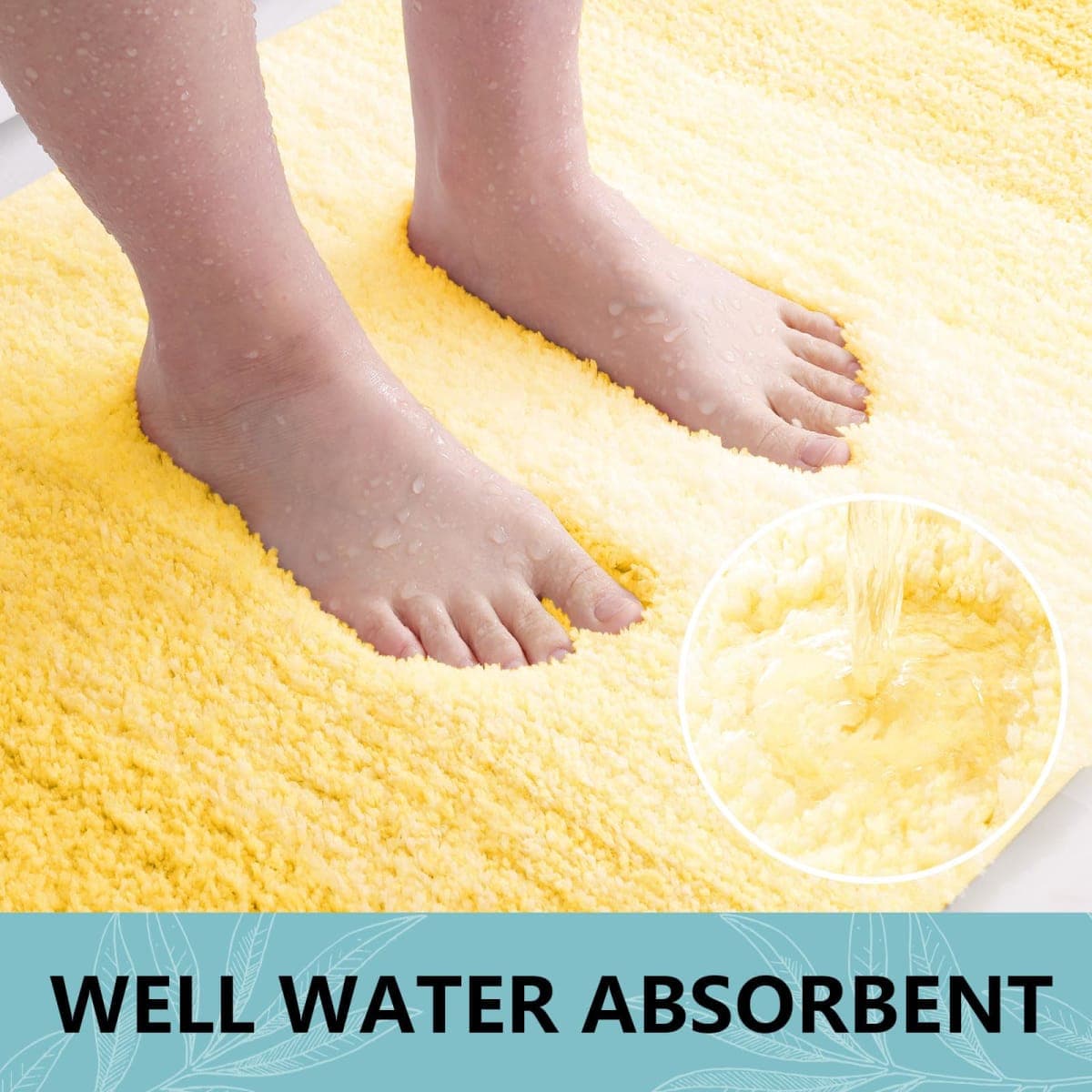 Arotive Microfiber Bathroom Rugs, Shaggy Soft and Absorbent Bath Rug, Non-Slip, Thick Plush Machine Washable Dry Bath Mats for Bathroom, Tub and Shower, 30x20, Yellow, Rectangular thumbnail 3