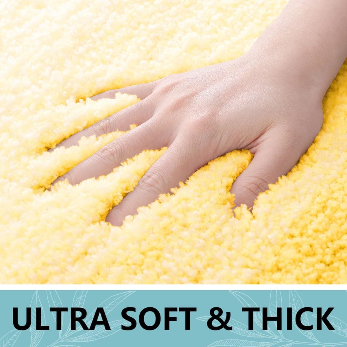 Arotive Microfiber Bathroom Rugs, Shaggy Soft and Absorbent Bath Rug, Non-Slip, Thick Plush Machine Washable Dry Bath Mats for Bathroom, Tub and Shower, 30x20, Yellow, Rectangular thumbnail 4