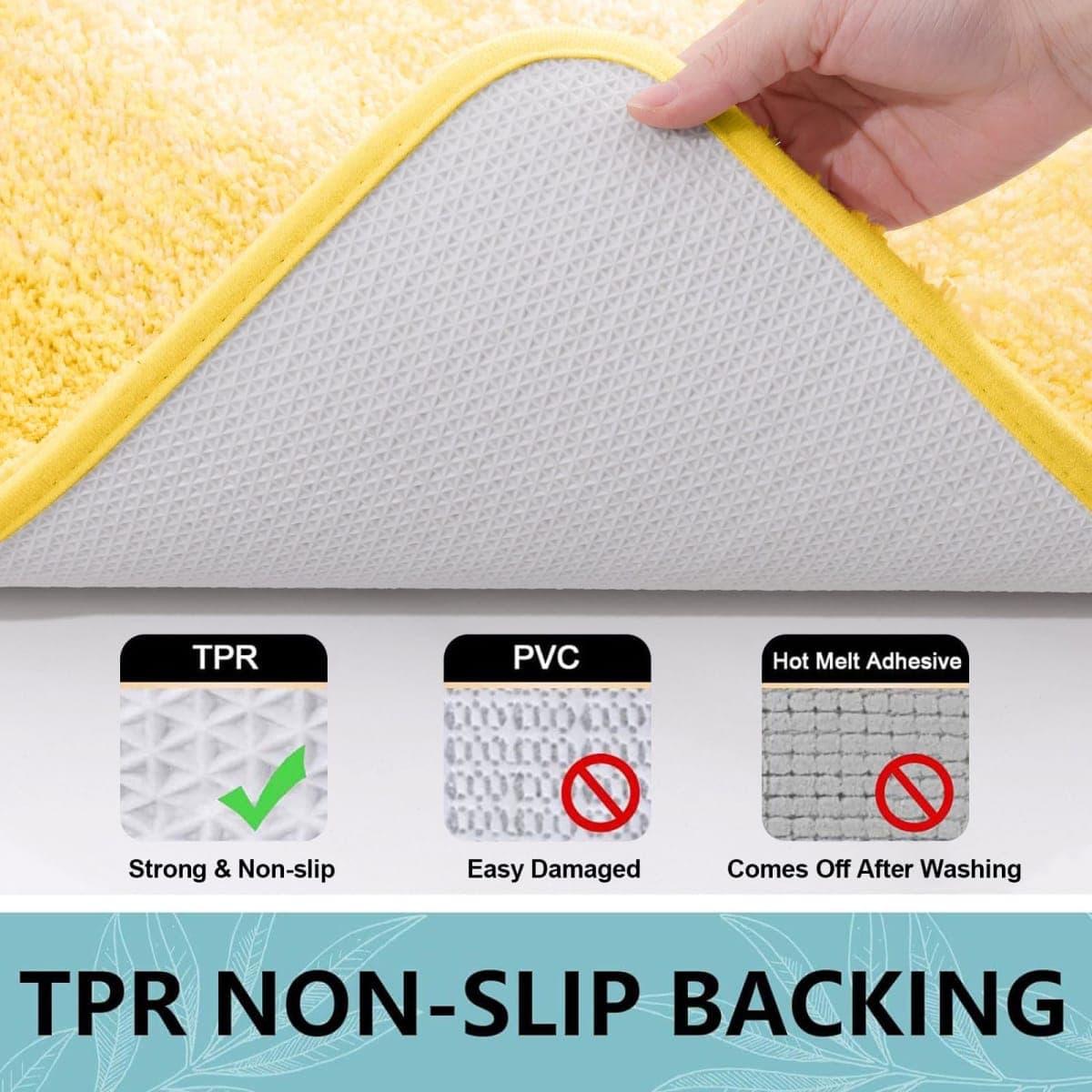 Arotive Microfiber Bathroom Rugs, Shaggy Soft and Absorbent Bath Rug, Non-Slip, Thick Plush Machine Washable Dry Bath Mats for Bathroom, Tub and Shower, 30x20, Yellow, Rectangular thumbnail 5