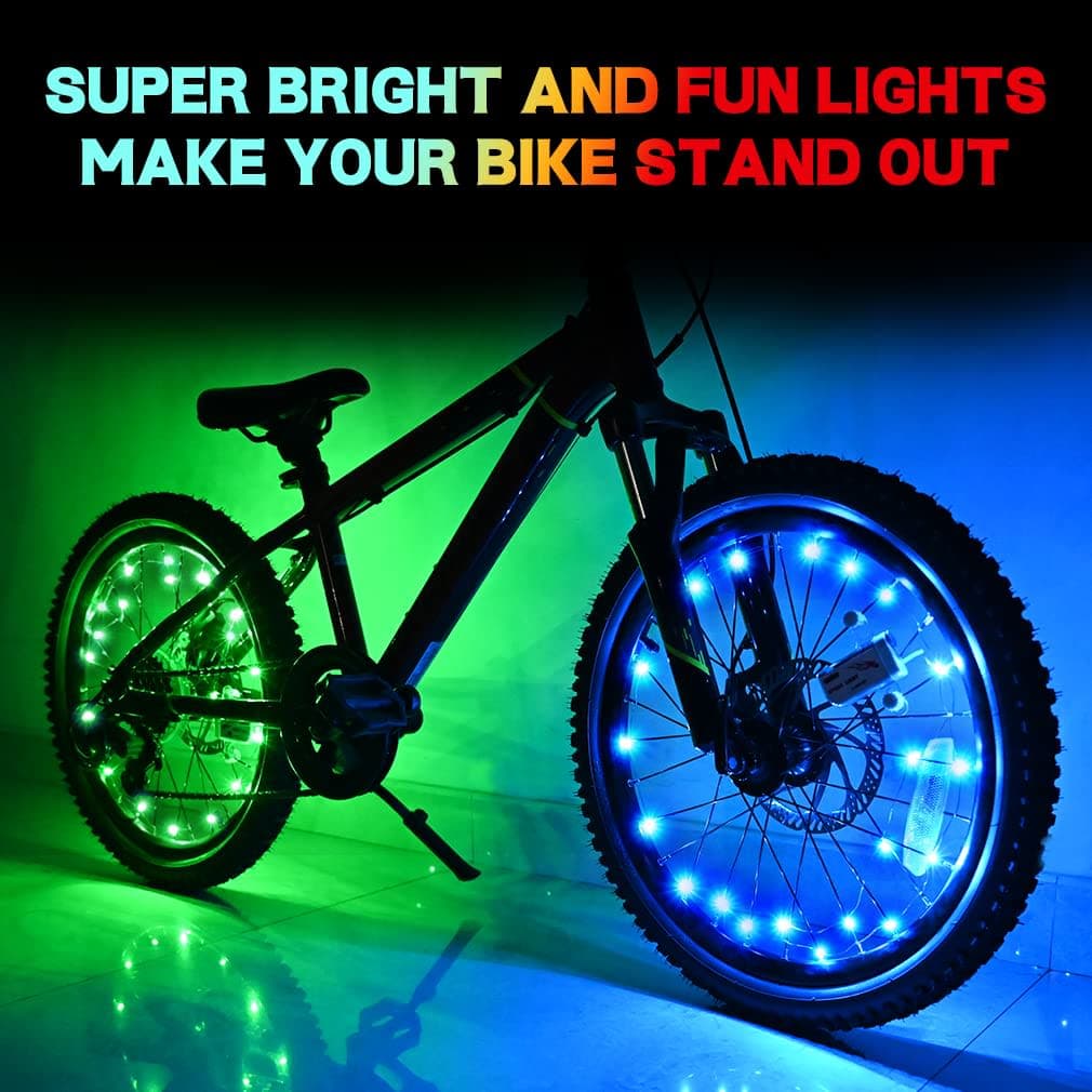TINANA 2 Tire Pack LED Bike Wheel Lights Ultra Bright Waterproof Bicycle Spoke Lights Cycling Decoration Safety Warning Tire Strip Light for Kids Adults Night Riding (Blue 2pack) thumbnail 2
