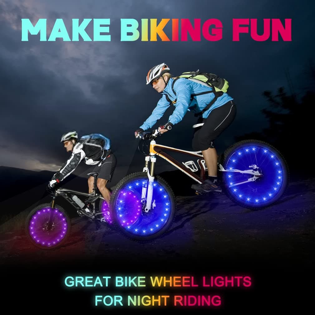 TINANA 2 Tire Pack LED Bike Wheel Lights Ultra Bright Waterproof Bicycle Spoke Lights Cycling Decoration Safety Warning Tire Strip Light for Kids Adults Night Riding (Blue 2pack) thumbnail 3