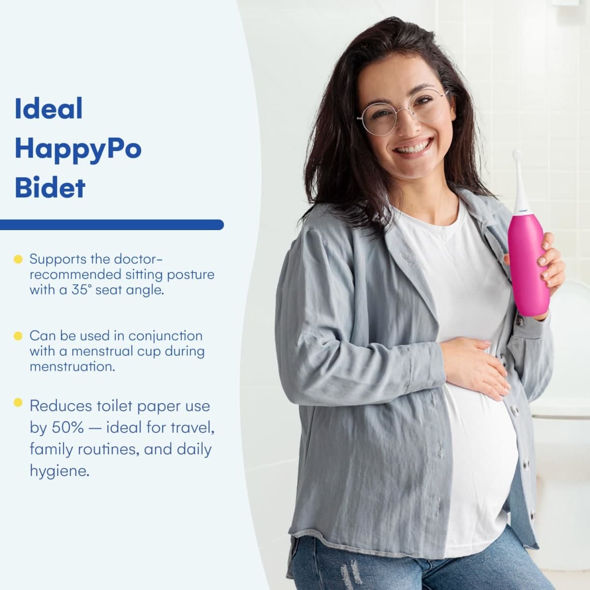 The Original HAPPYPO XL Butt Shower (Color: Raspberry) Portable Bidet with 50% More Volume l Known from German Shark Tank l The Easy-Bidet 2.0 Replaces Wet Wipes l Portable Bidet for Travel thumbnail 2