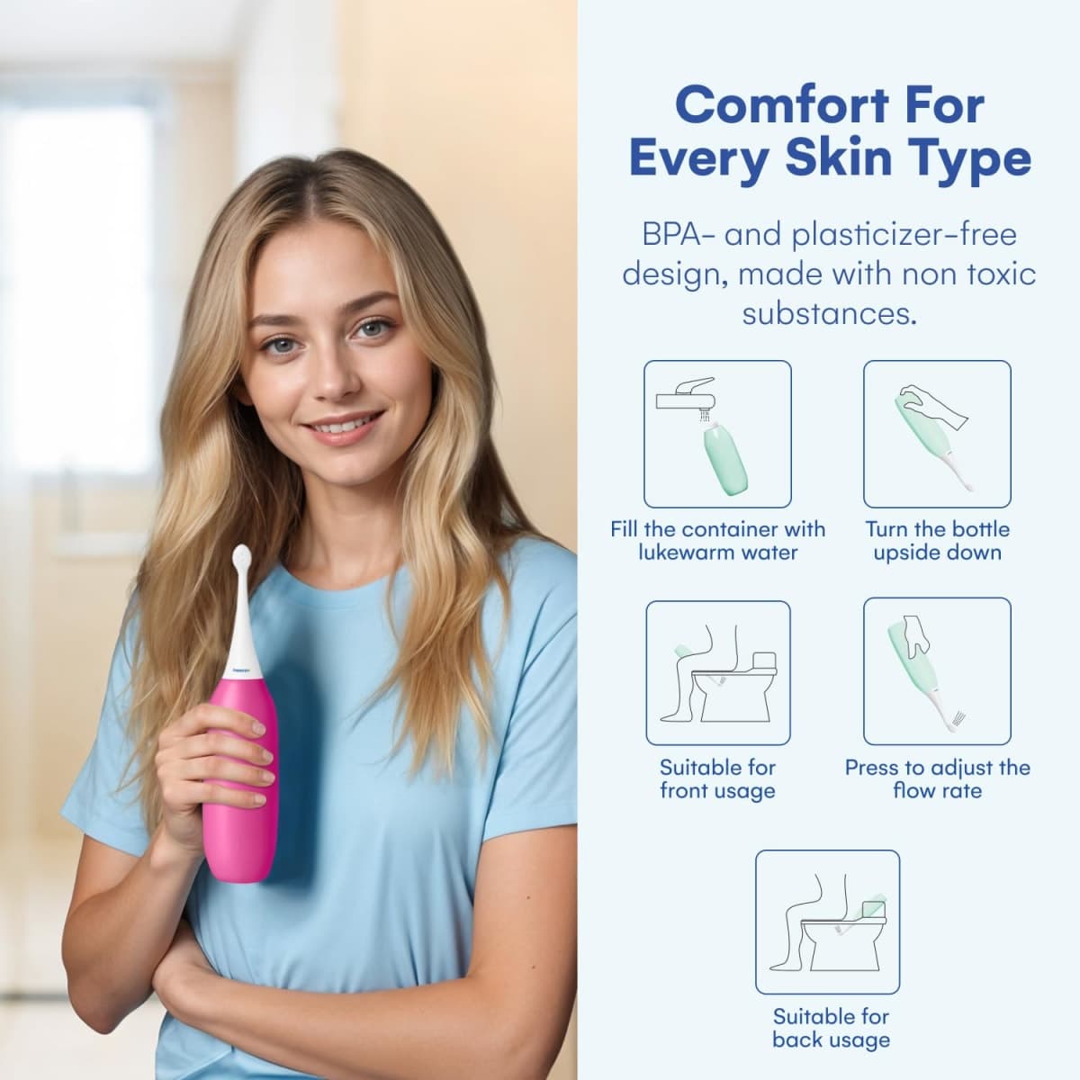 The Original HAPPYPO XL Butt Shower (Color: Raspberry) Portable Bidet with 50% More Volume l Known from German Shark Tank l The Easy-Bidet 2.0 Replaces Wet Wipes l Portable Bidet for Travel thumbnail 5