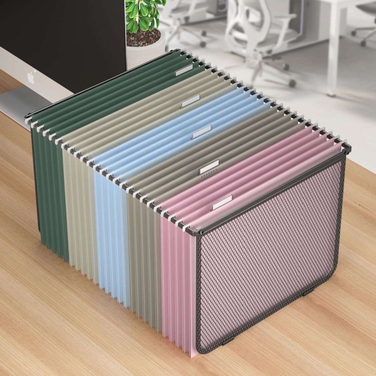 Hanging File Folder Frame Set of 2, Hanging File Organizer with Metal Mesh for Legal/Letter Size, Portable Hanging File Folder Metal Frame for Filing Cabinet Desk Drawer thumbnail 5