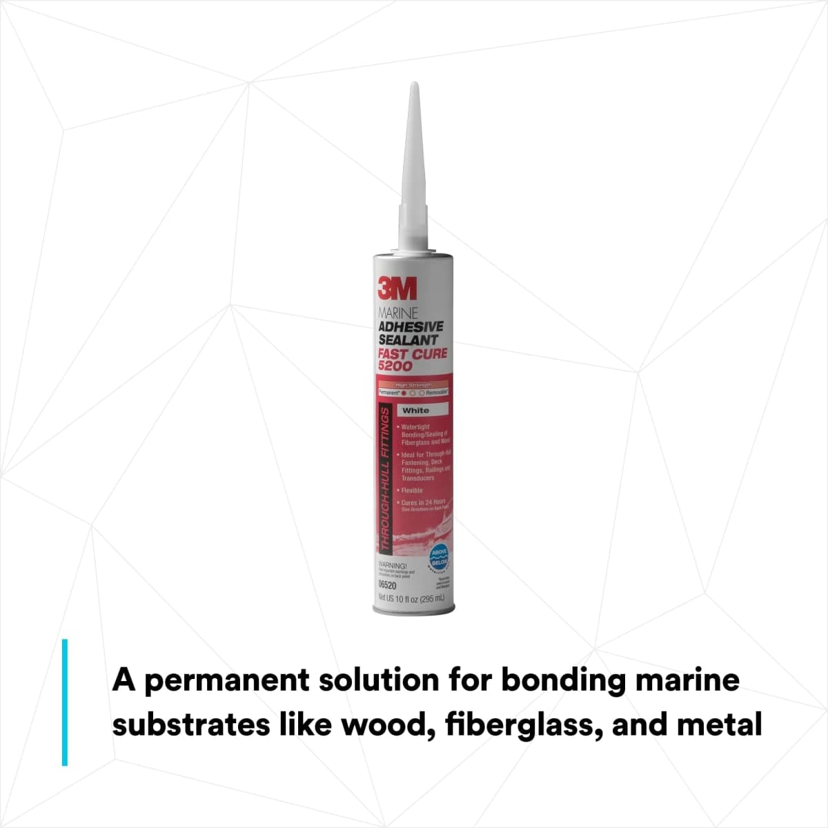 3M 51135065204 Marine Adhesive/Sealant Fast Cure (White, 1/10 Gallon) thumbnail 3